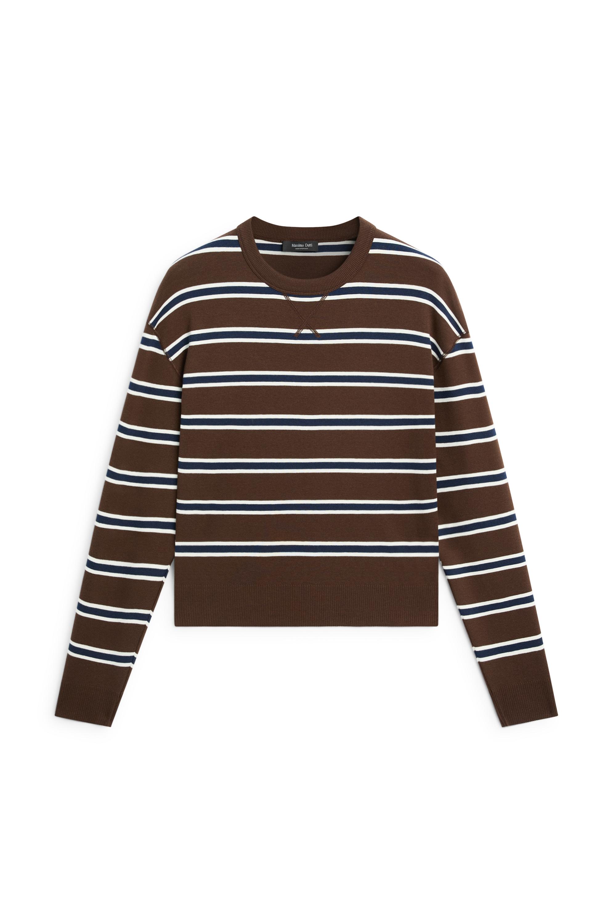 Striped interlock sweatshirt - BROWN