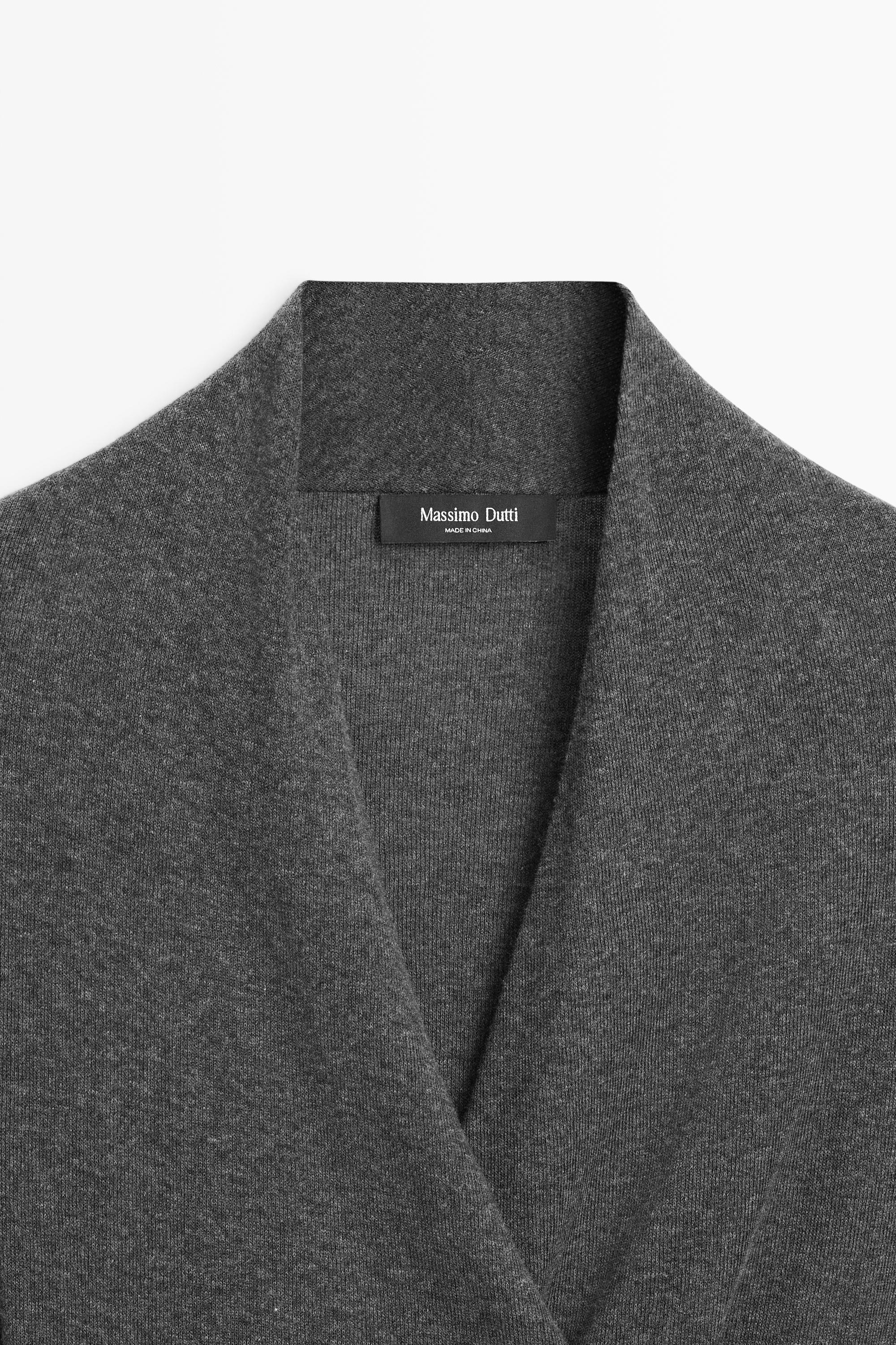 Cotton-cashmere blend wrap T-shirt - GREY MARL