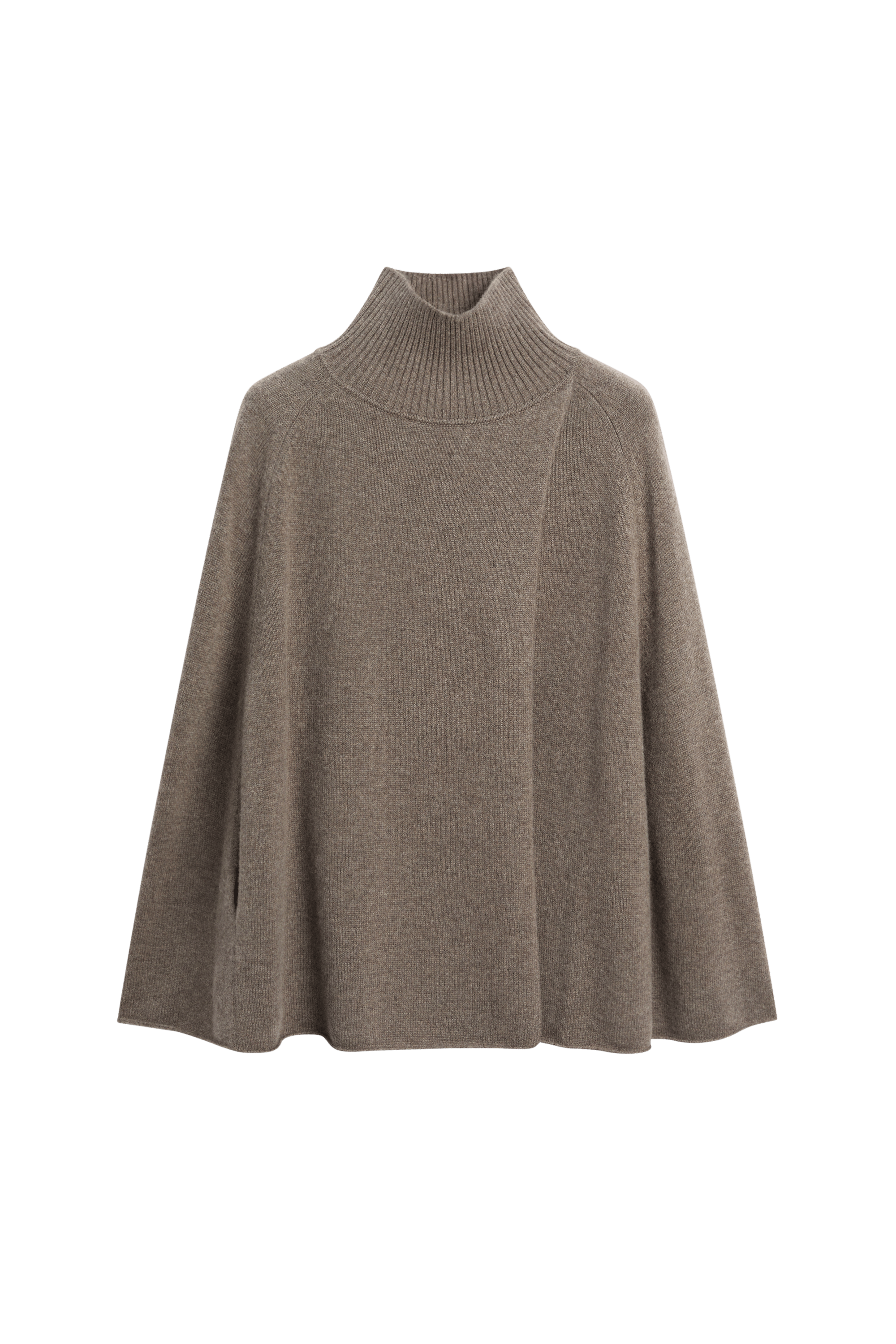 100% cashmere knit cape with crossover detail - DARK KHAKI