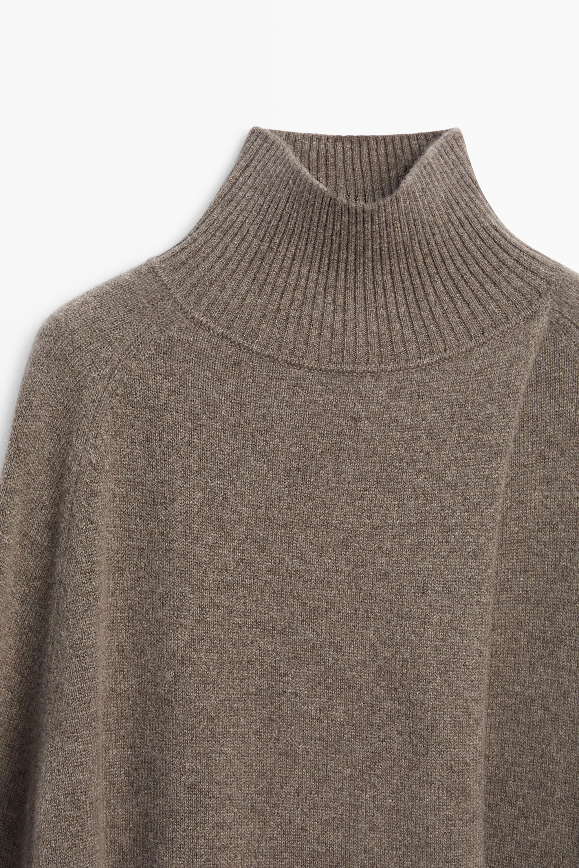 100% cashmere knit cape with crossover detail - DARK KHAKI