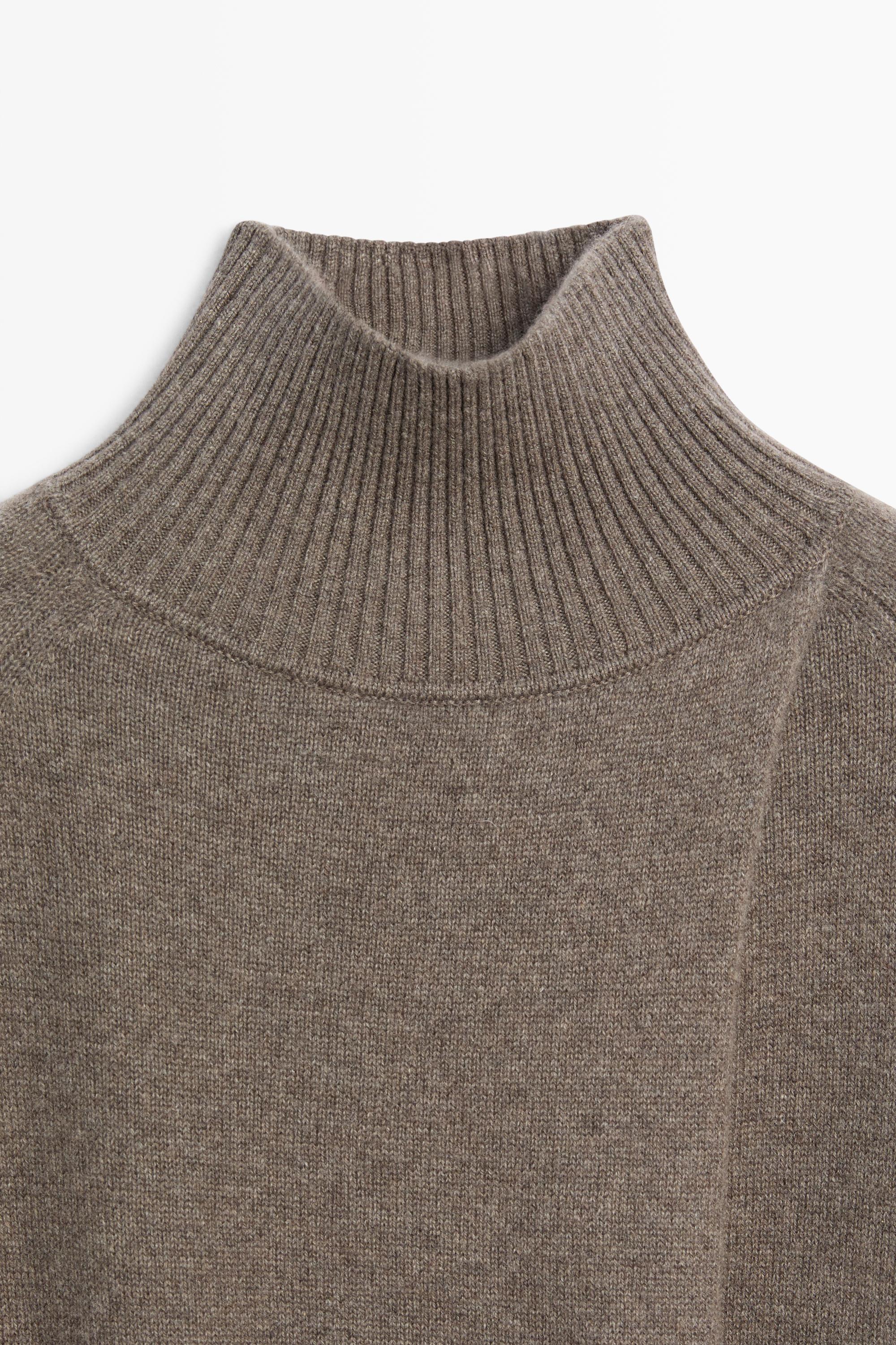 100% cashmere knit cape with crossover detail - DARK KHAKI