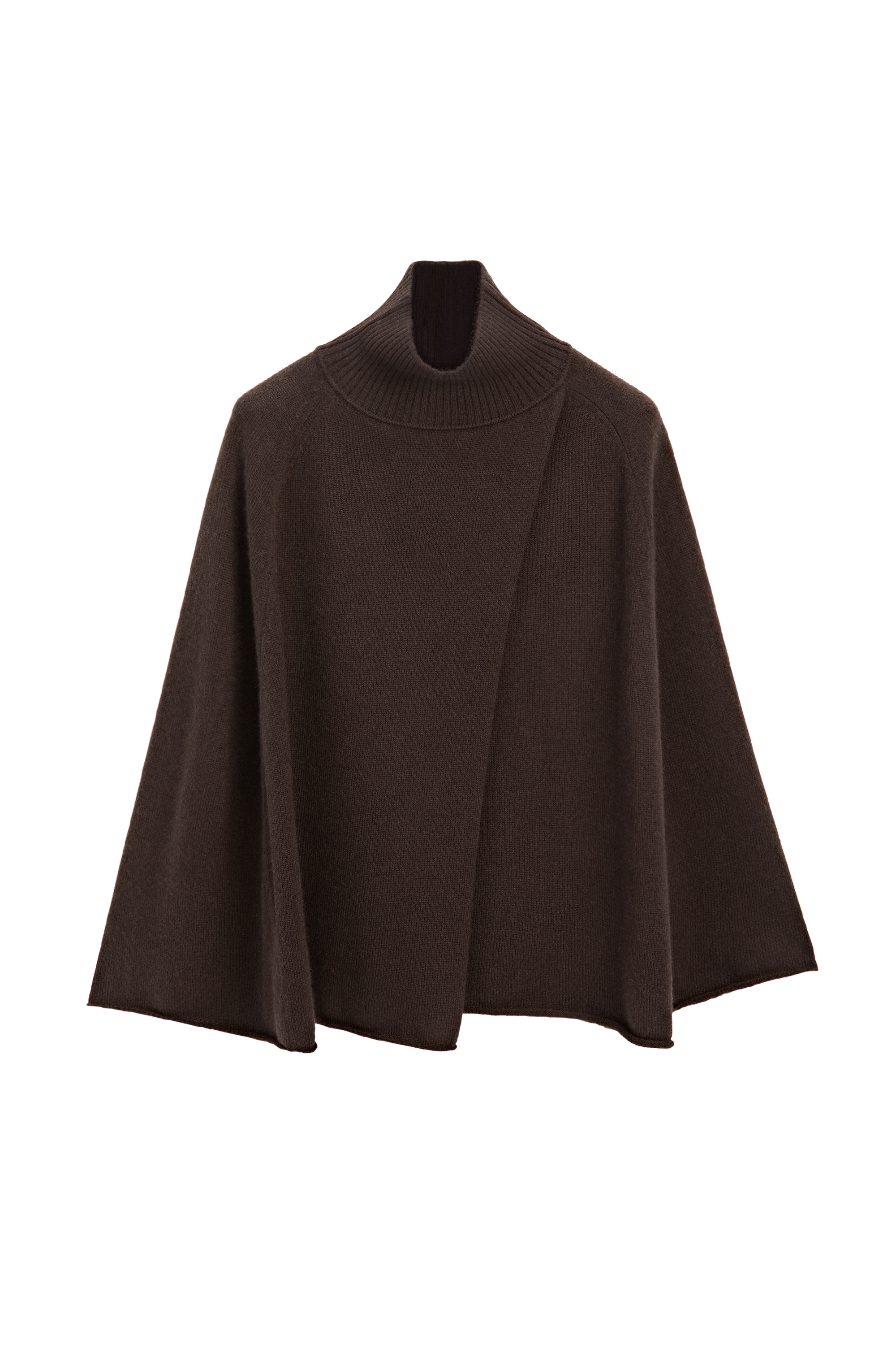 100% cashmere knit cape with crossover detail - BROWN