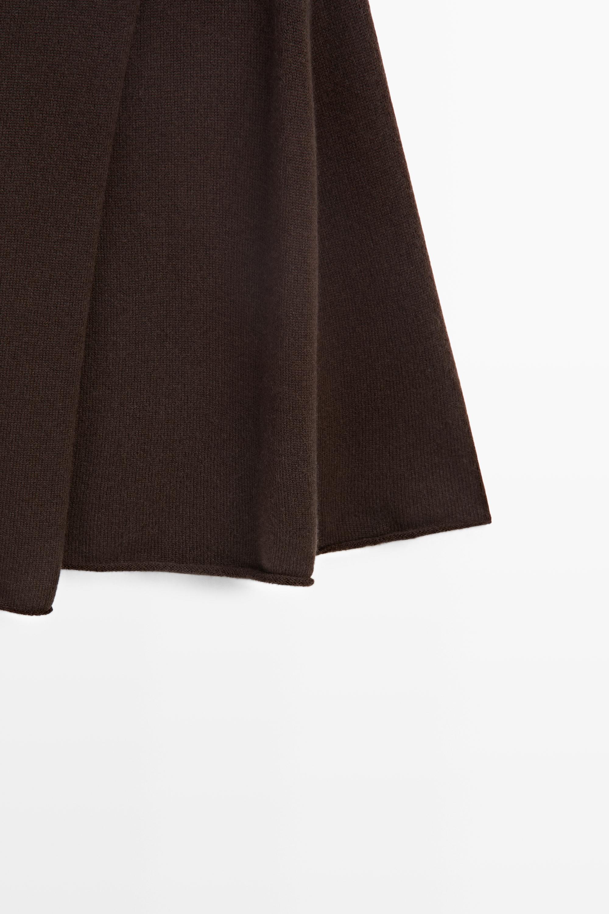 100% cashmere knit cape with crossover detail - BROWN