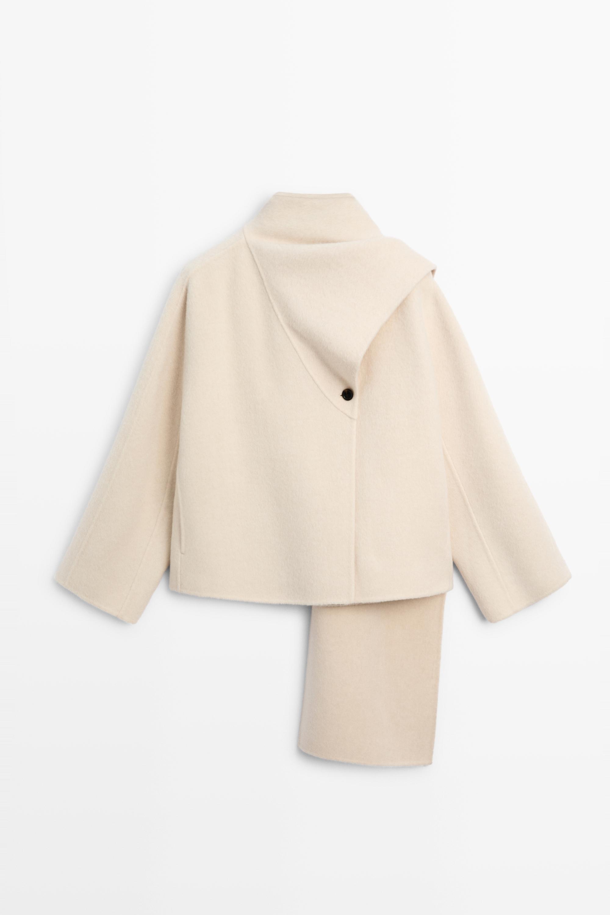 Short coat with scarf detail - Off white