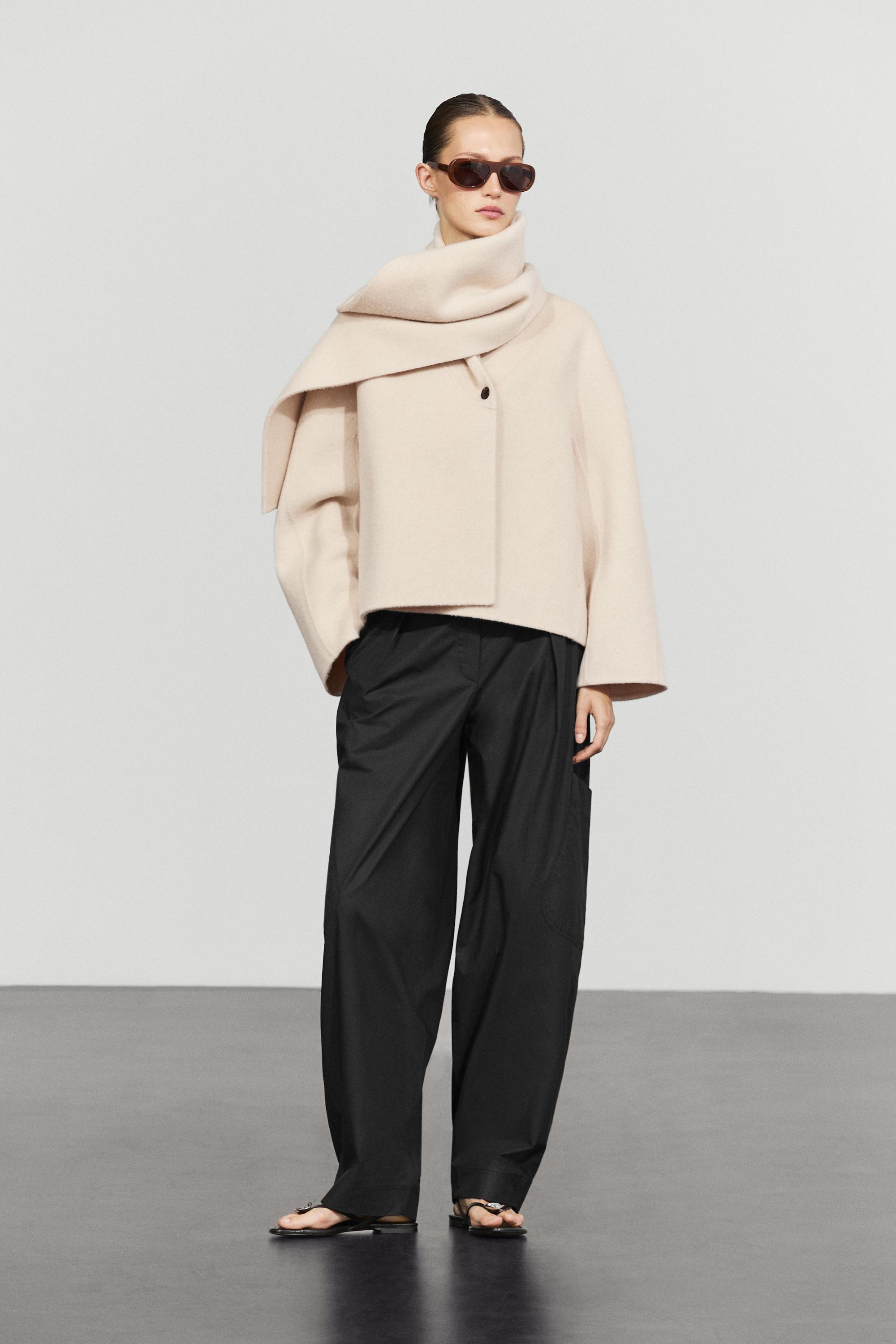 Short coat with scarf detail - Off white