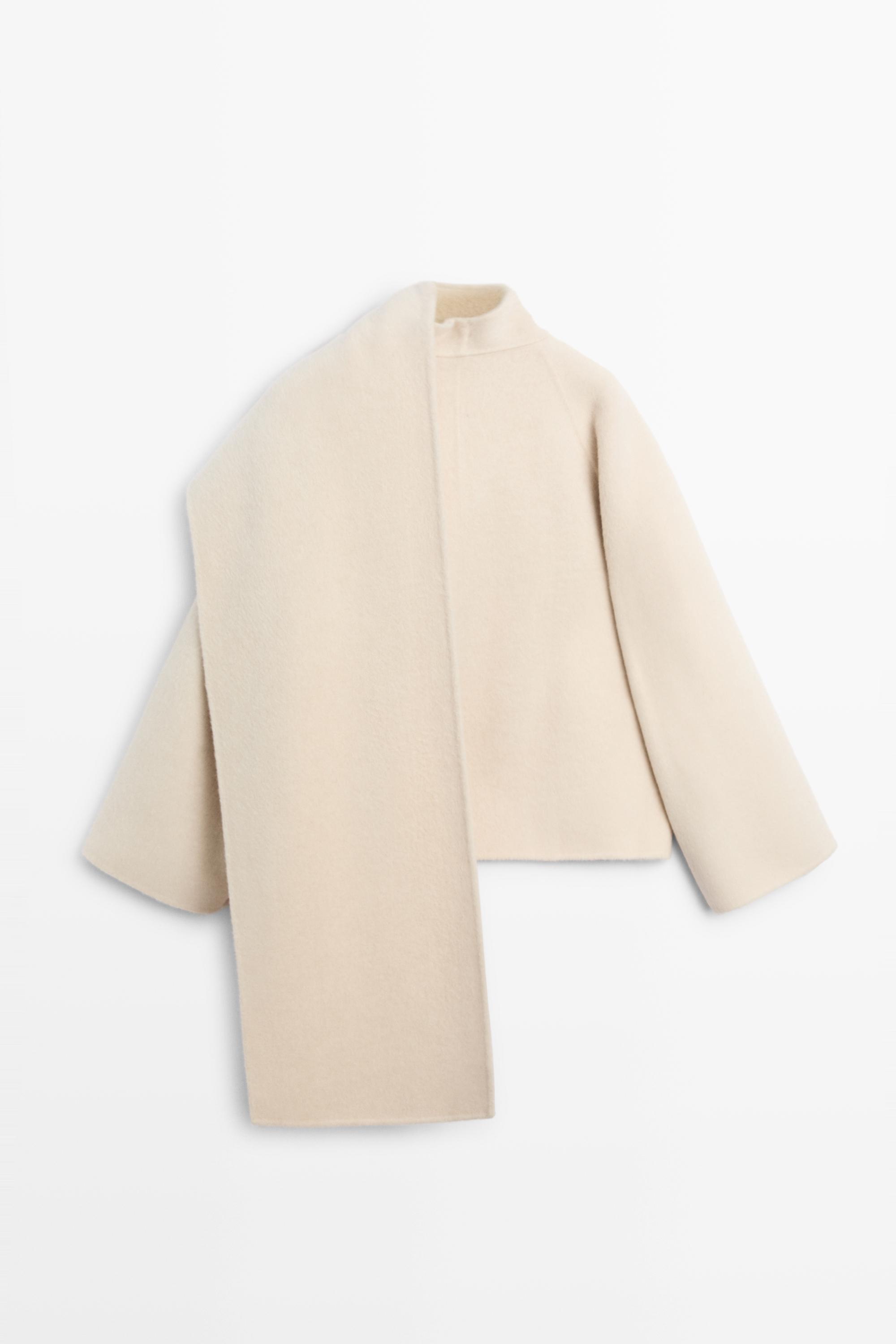 Short coat with scarf detail - Off white