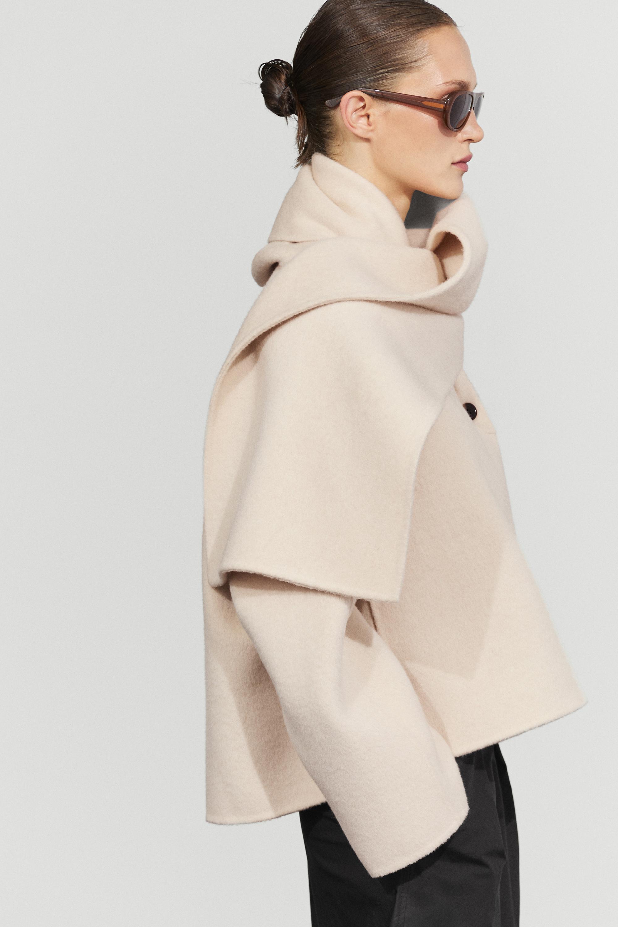 Short coat with scarf detail - Off white