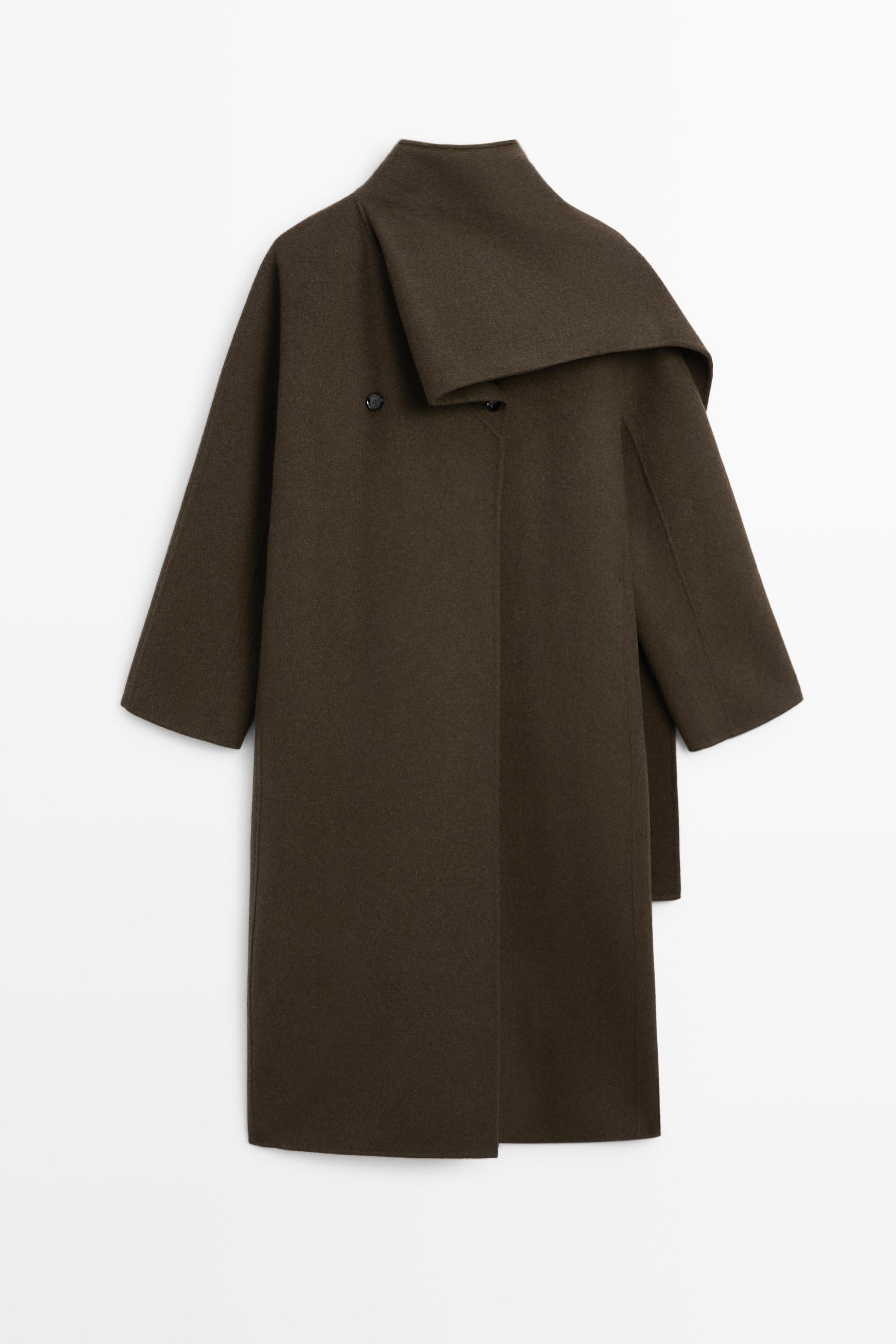 Long coat with scarf detail - Greyish green