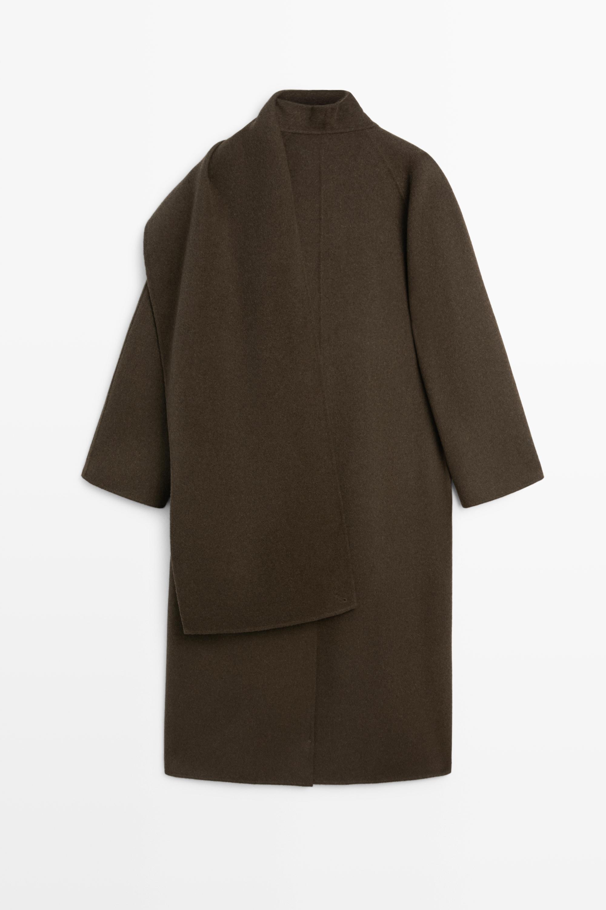 Long coat with scarf detail - Greyish green