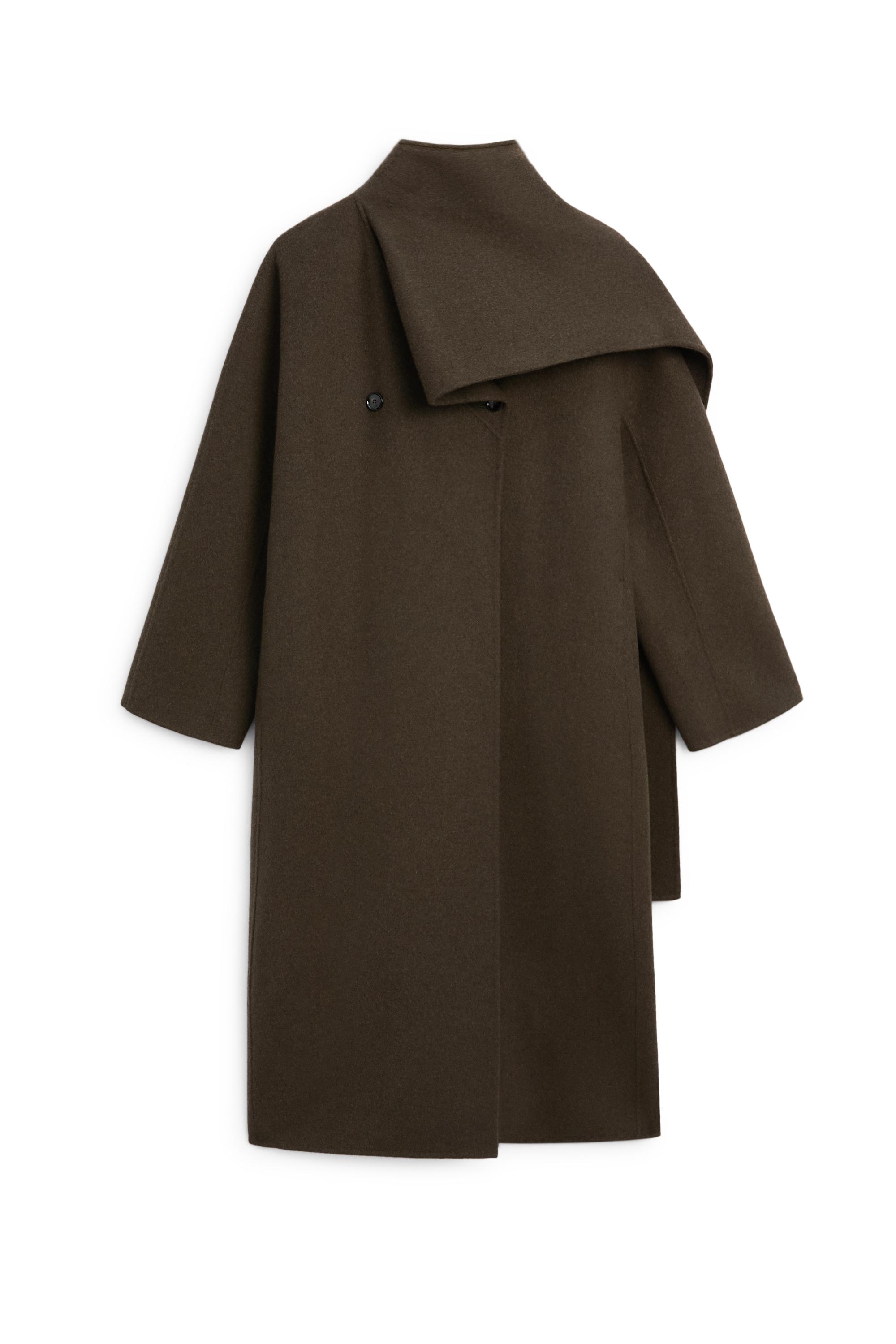 Long coat with scarf detail - Greyish green