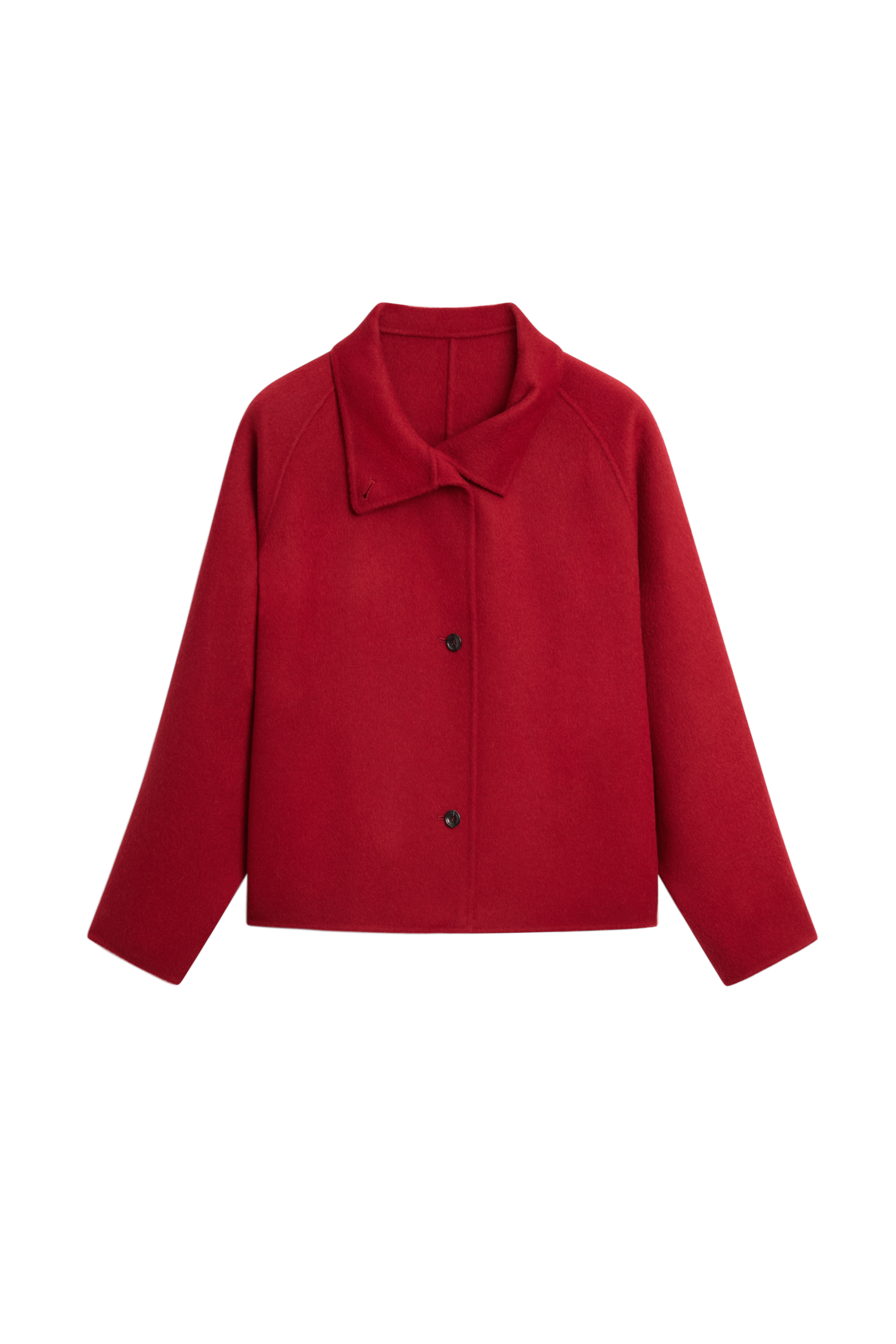 Short wool blend stand collar coat - RED