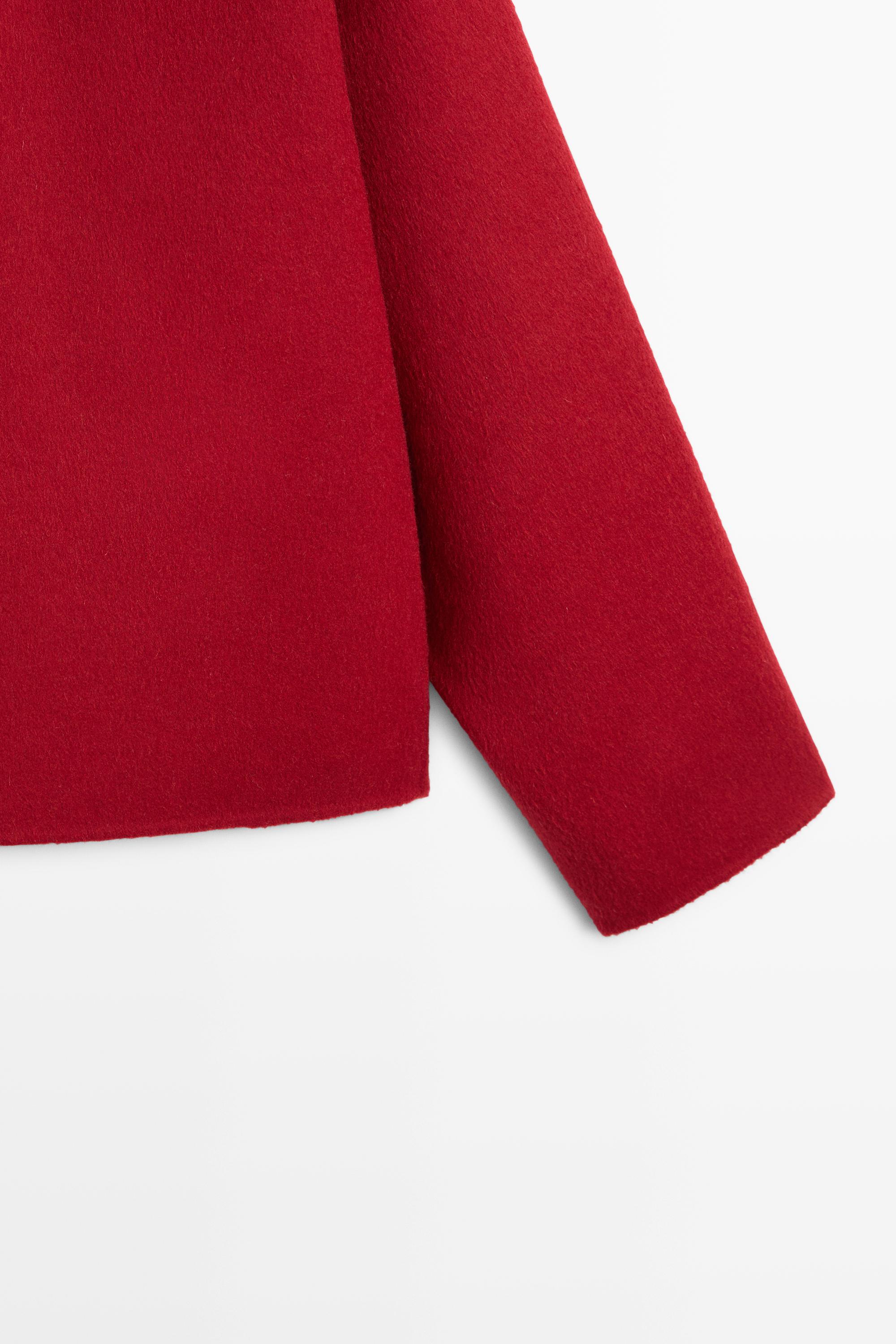 Short wool blend stand collar coat - RED