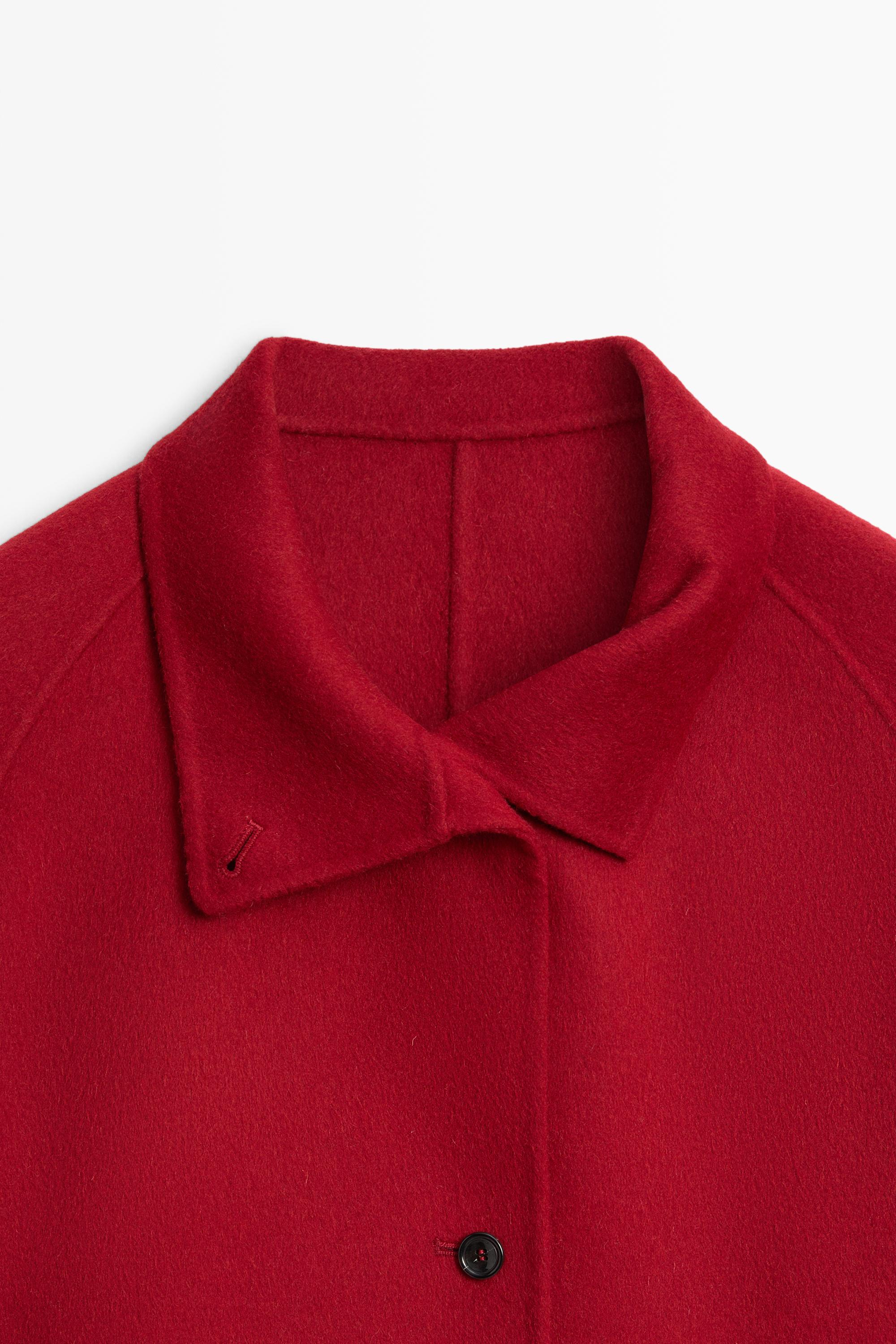 Short wool blend stand collar coat - RED
