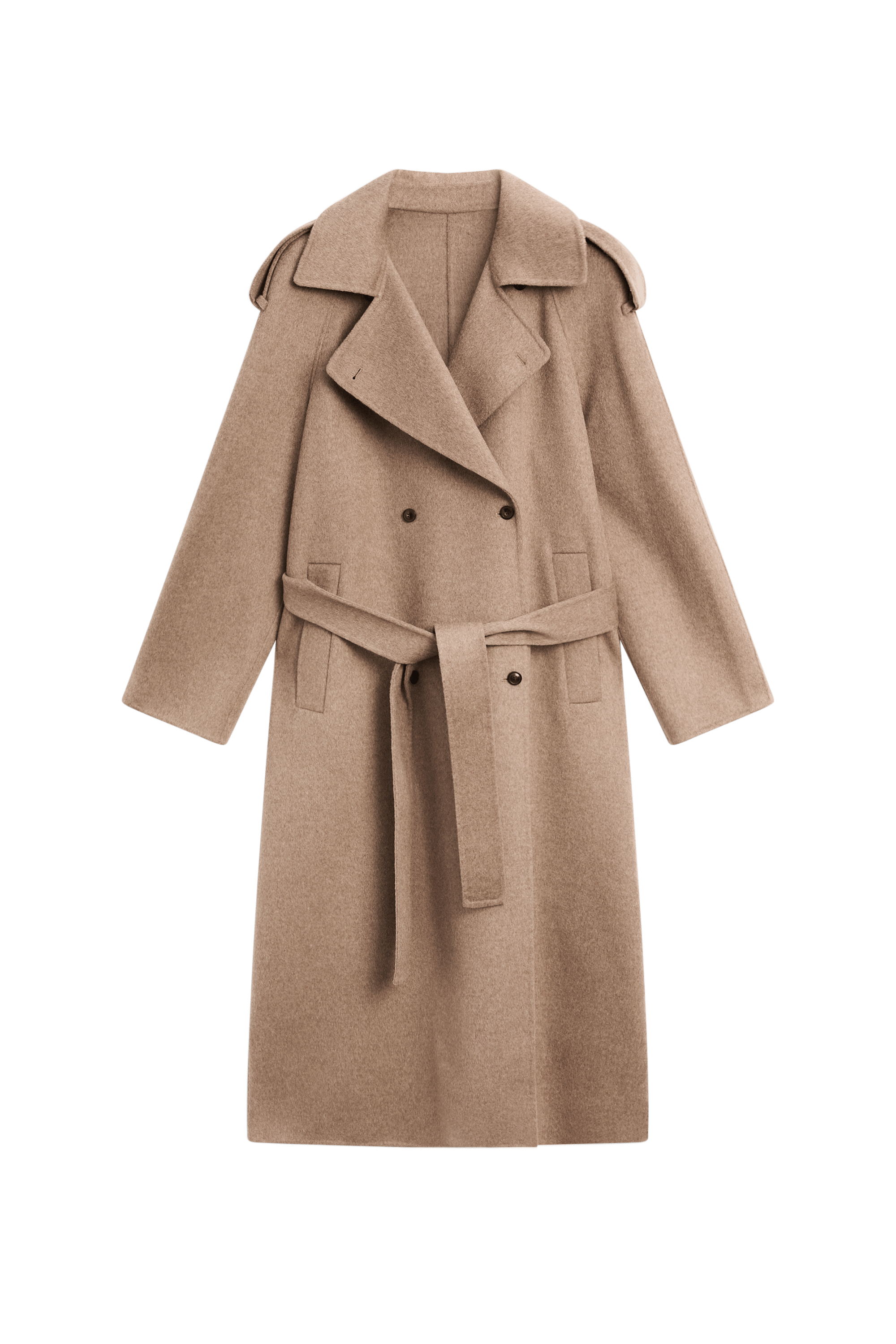 Long wool blend trench coat - TAUPE GREY