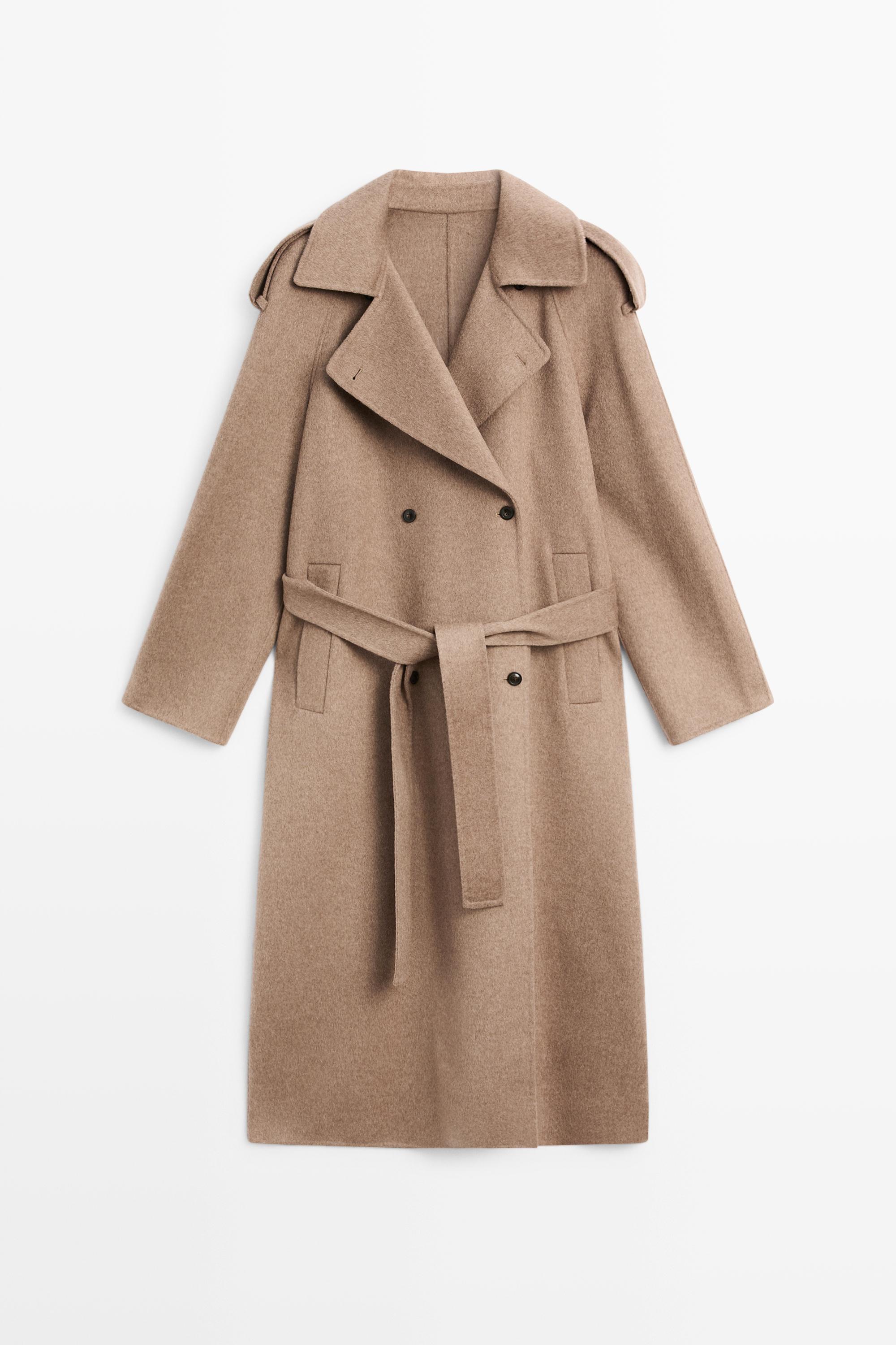 Long wool blend trench coat - TAUPE GREY