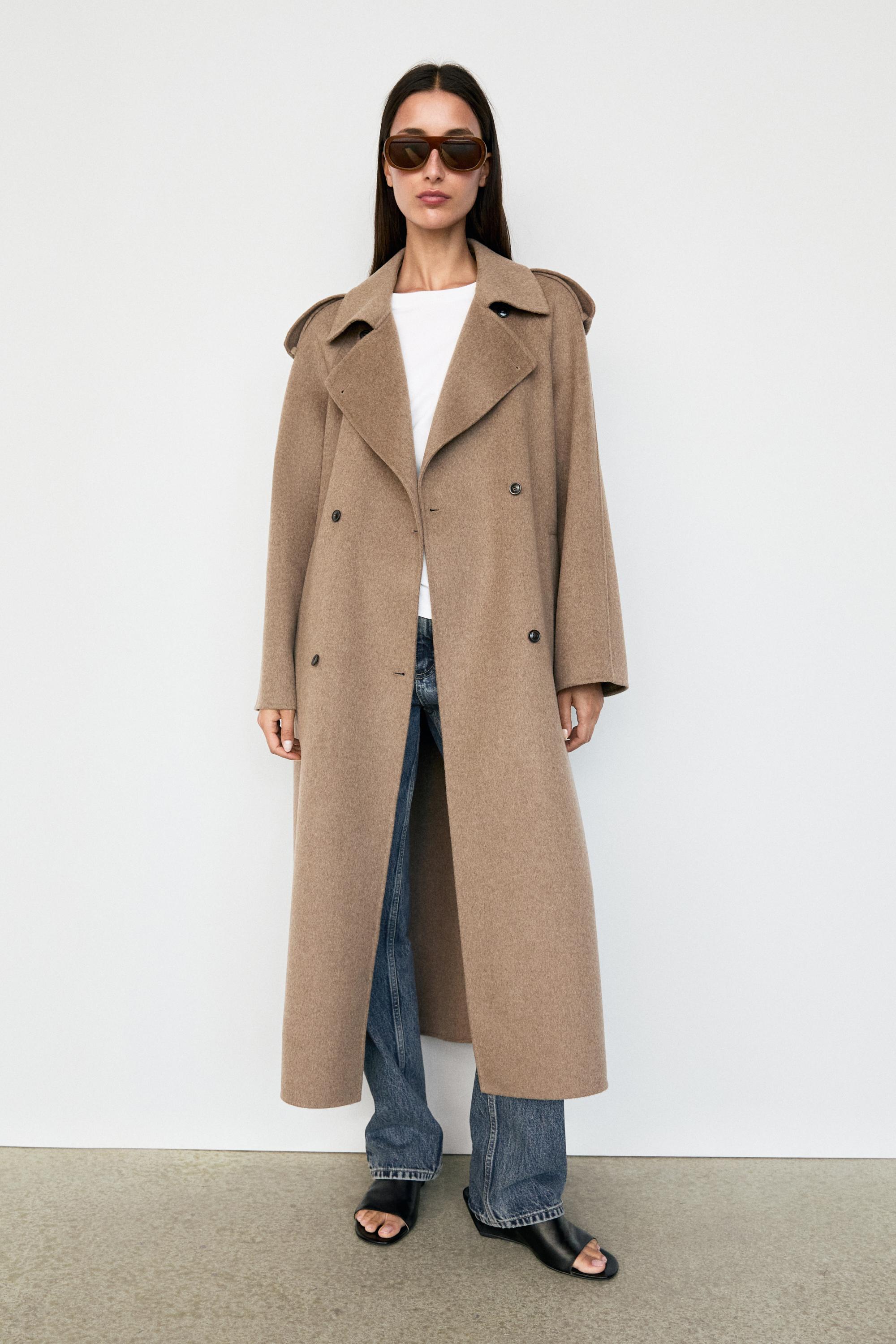Long wool blend trench coat - TAUPE GREY
