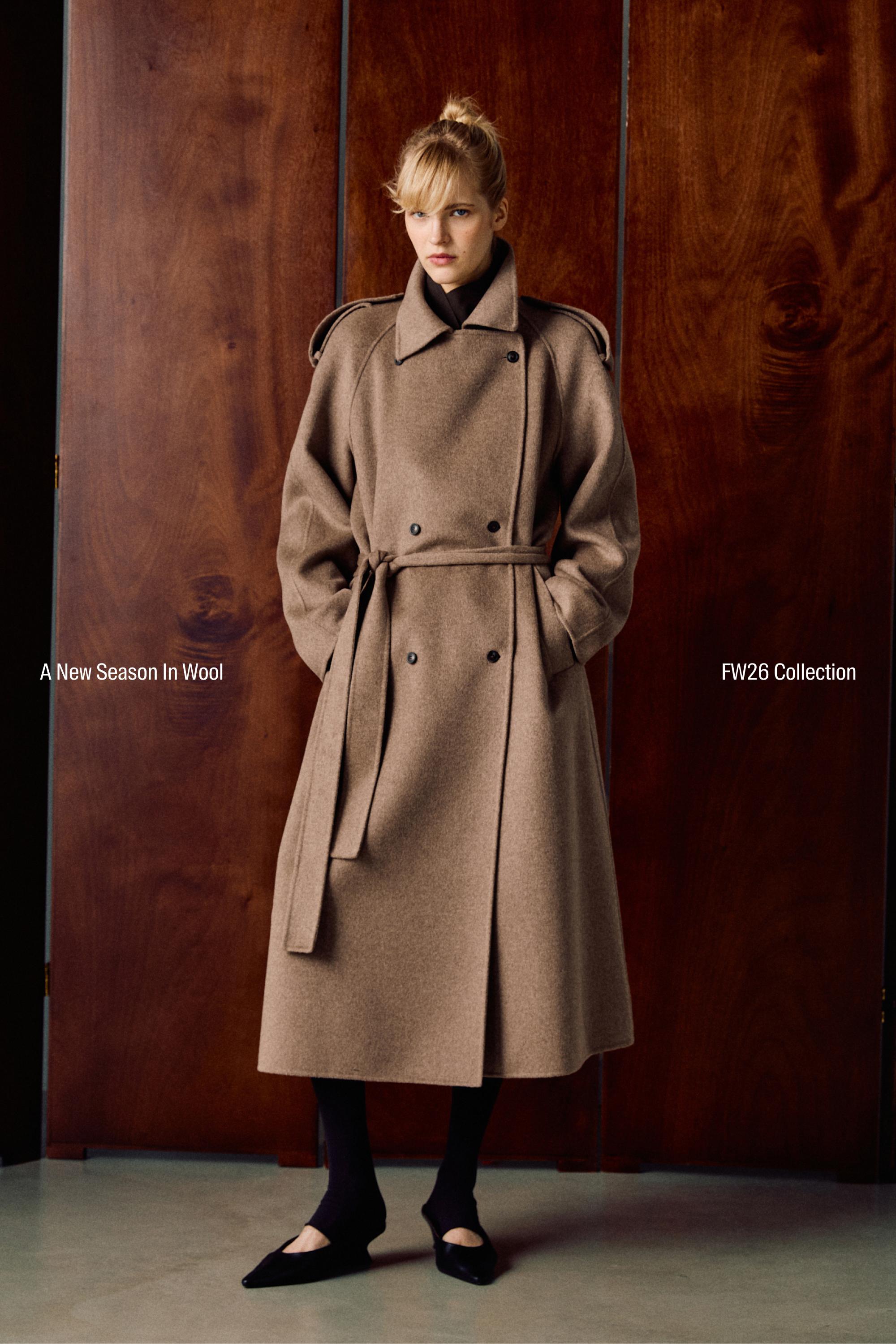 Long wool blend trench coat - TAUPE GREY