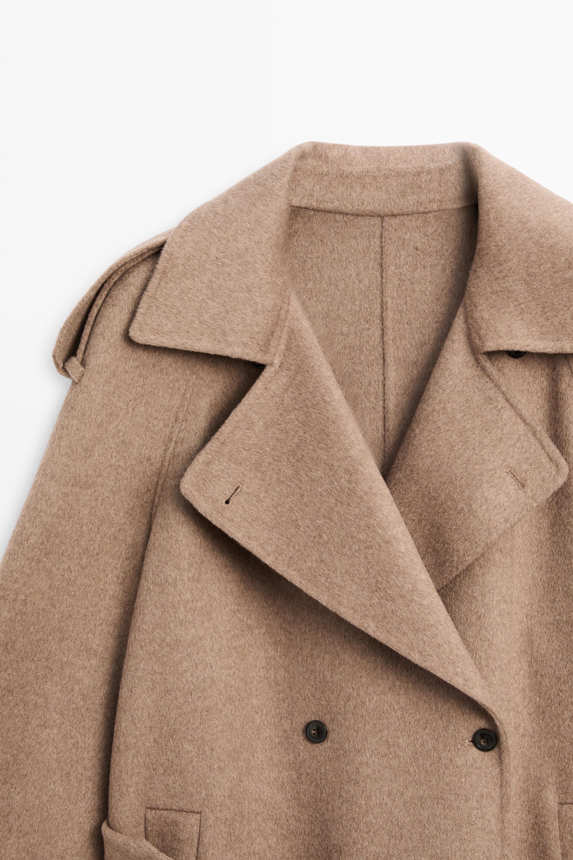 Long wool blend trench coat - TAUPE GREY