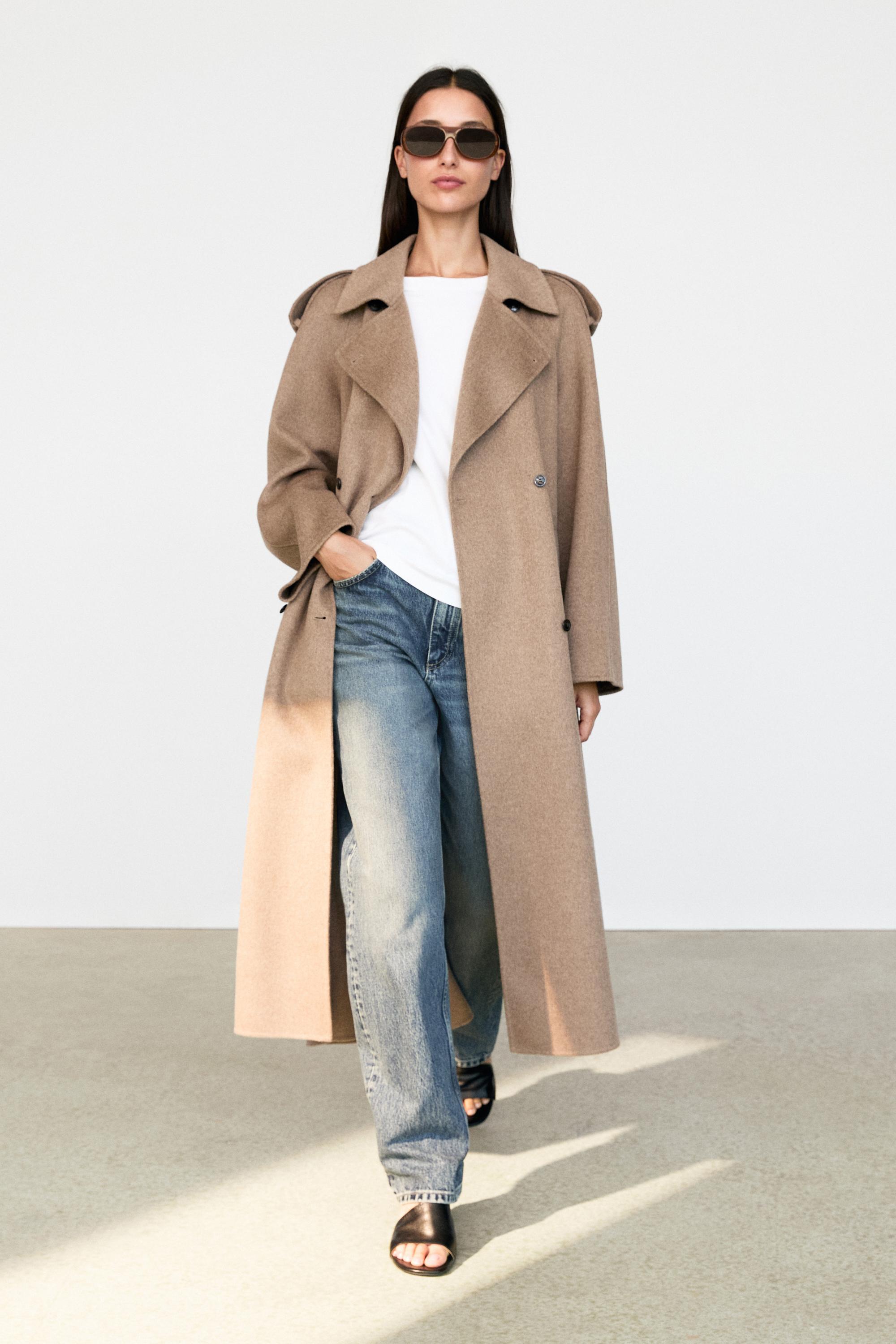 Long wool blend trench coat - TAUPE GREY