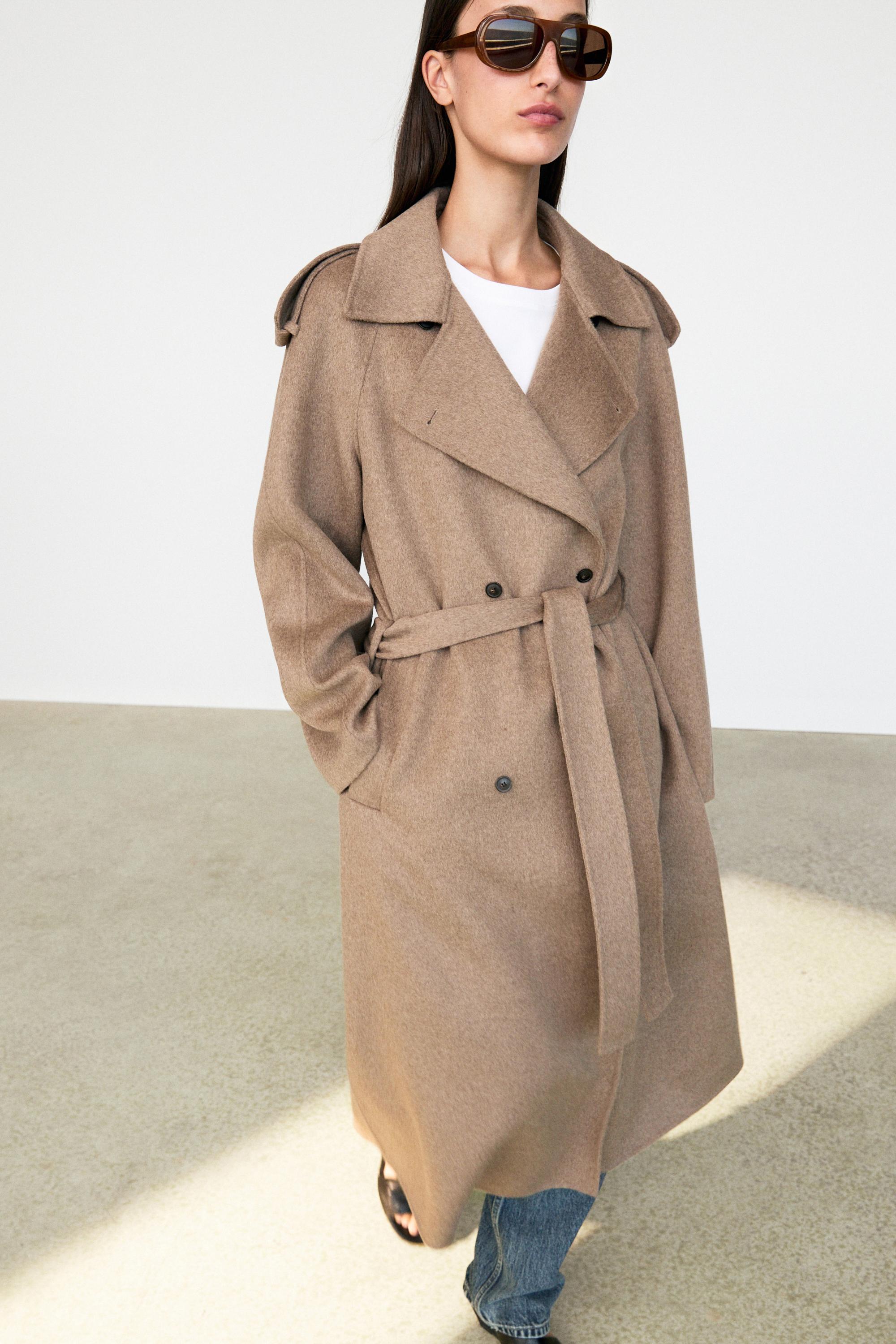 Long wool blend trench coat - TAUPE GREY