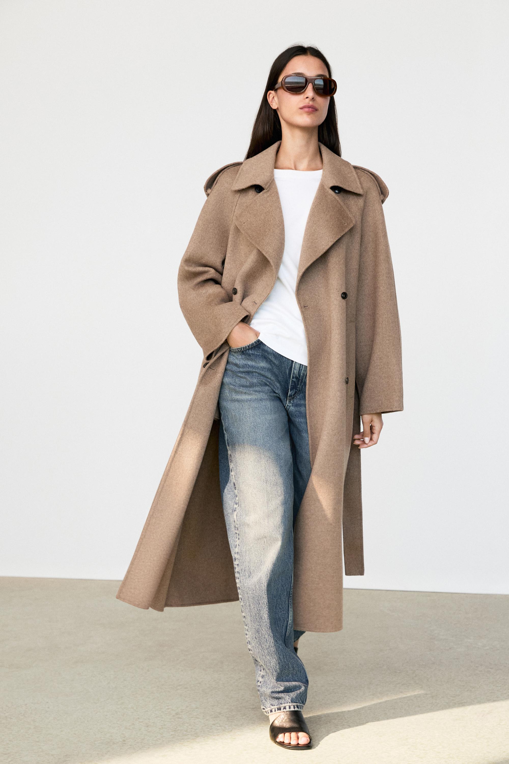 Long wool blend trench coat - TAUPE GREY
