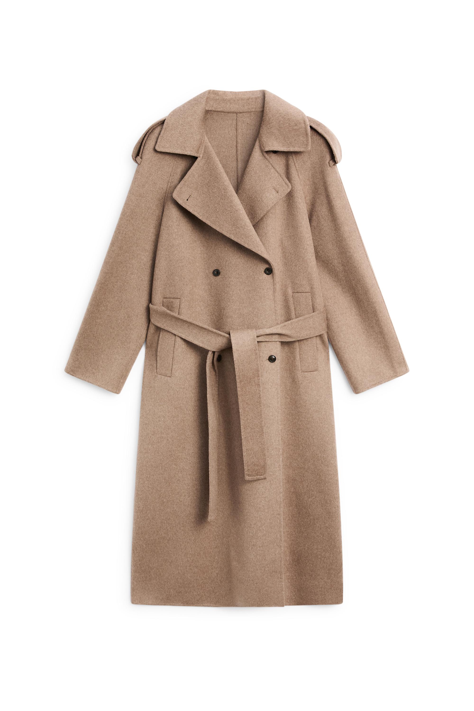 Long wool blend trench coat - TAUPE GREY