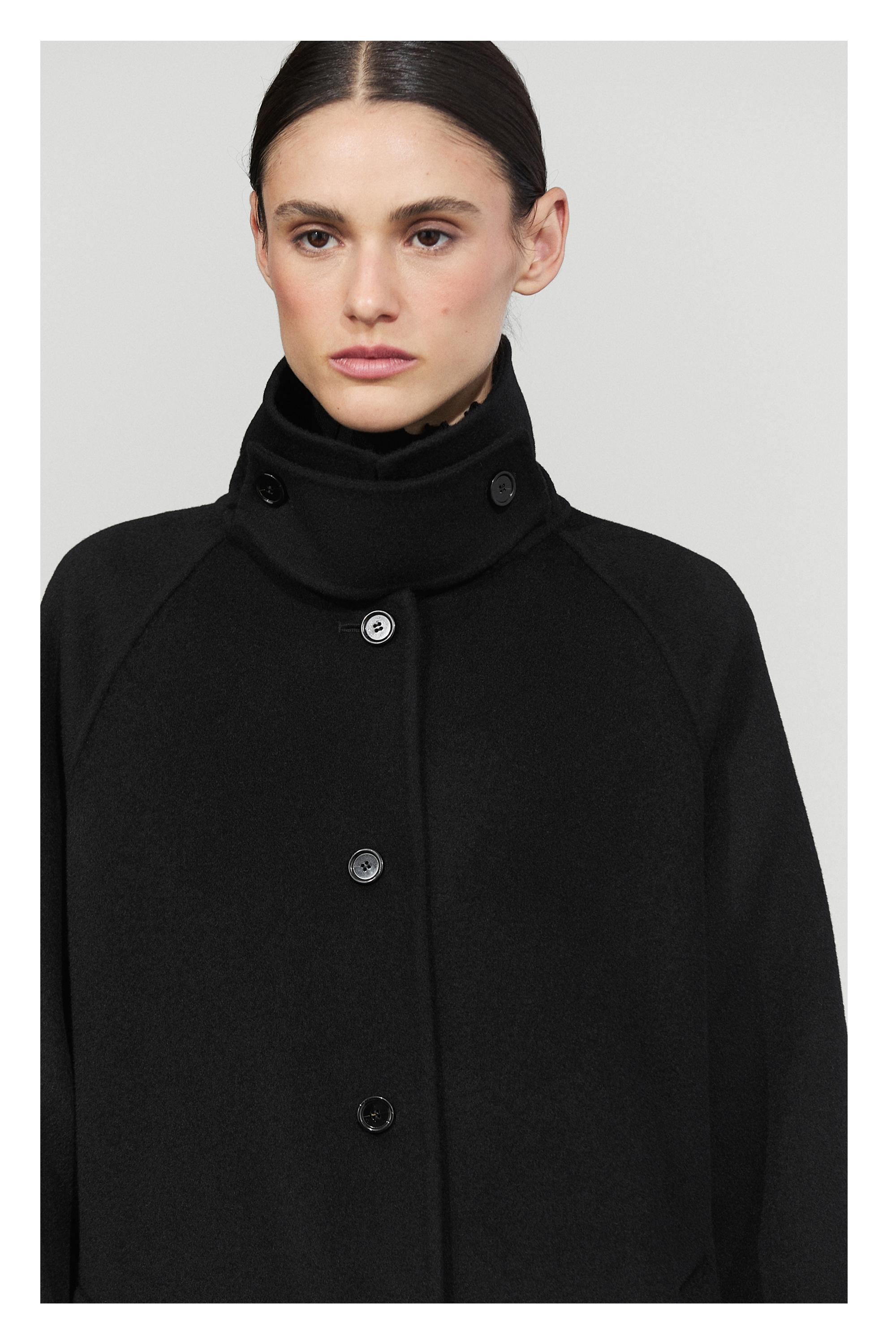 Long oversized wool and cashmere blend coat - BLACK