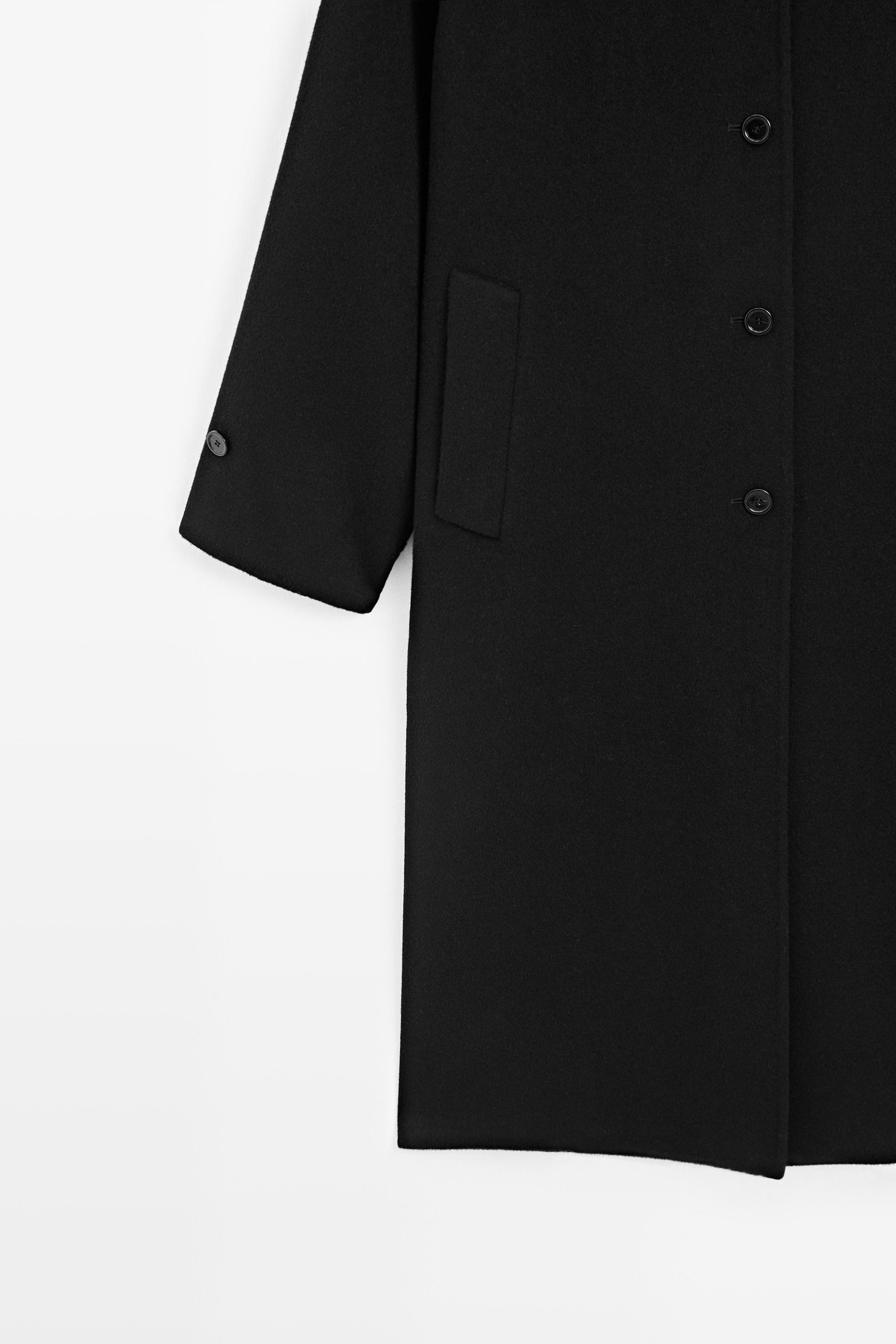 Long oversized wool and cashmere blend coat - BLACK