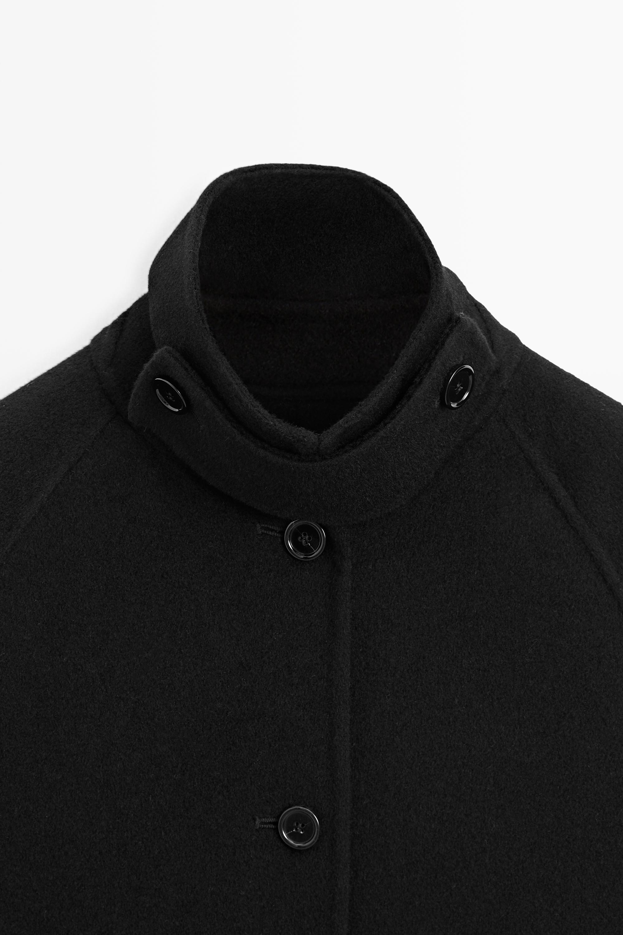 Long oversized wool and cashmere blend coat - BLACK