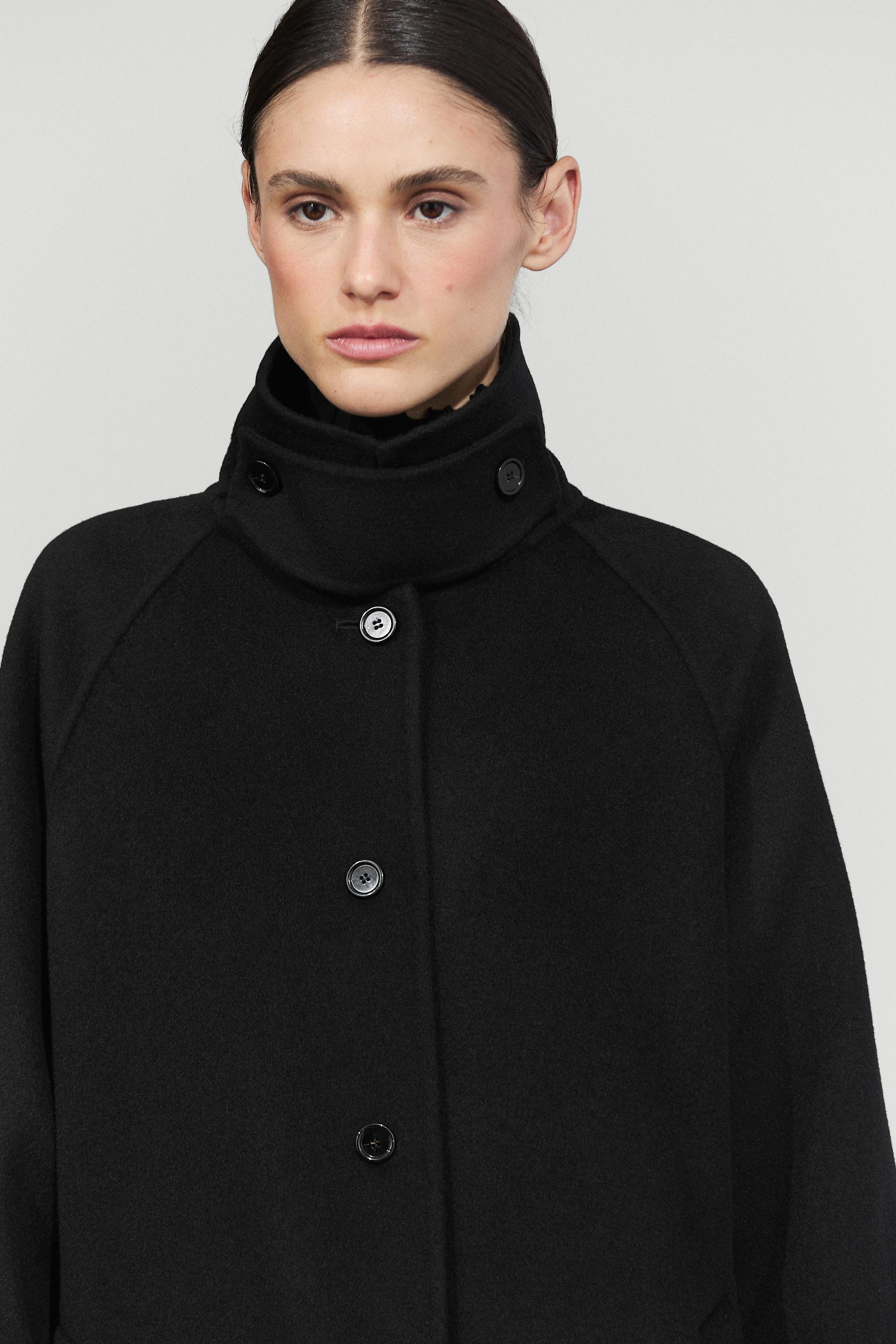 Long oversized wool and cashmere blend coat - BLACK