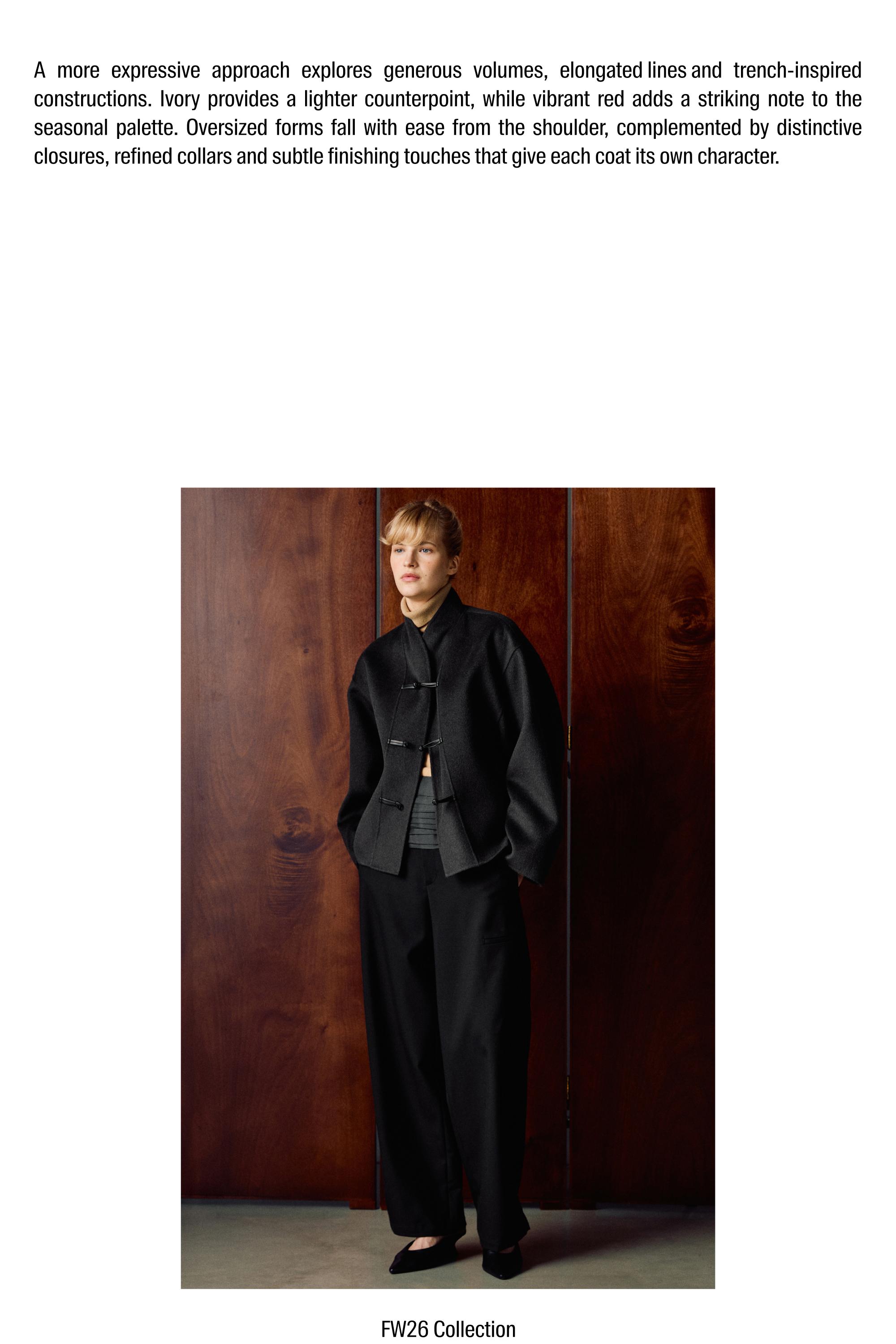 Short wool-blend coat with button detail - DARK GREY