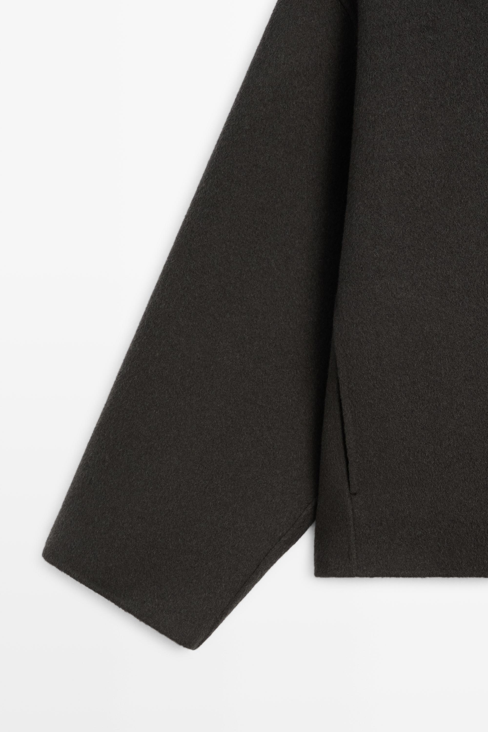 Short wool-blend coat with button detail - DARK GREY