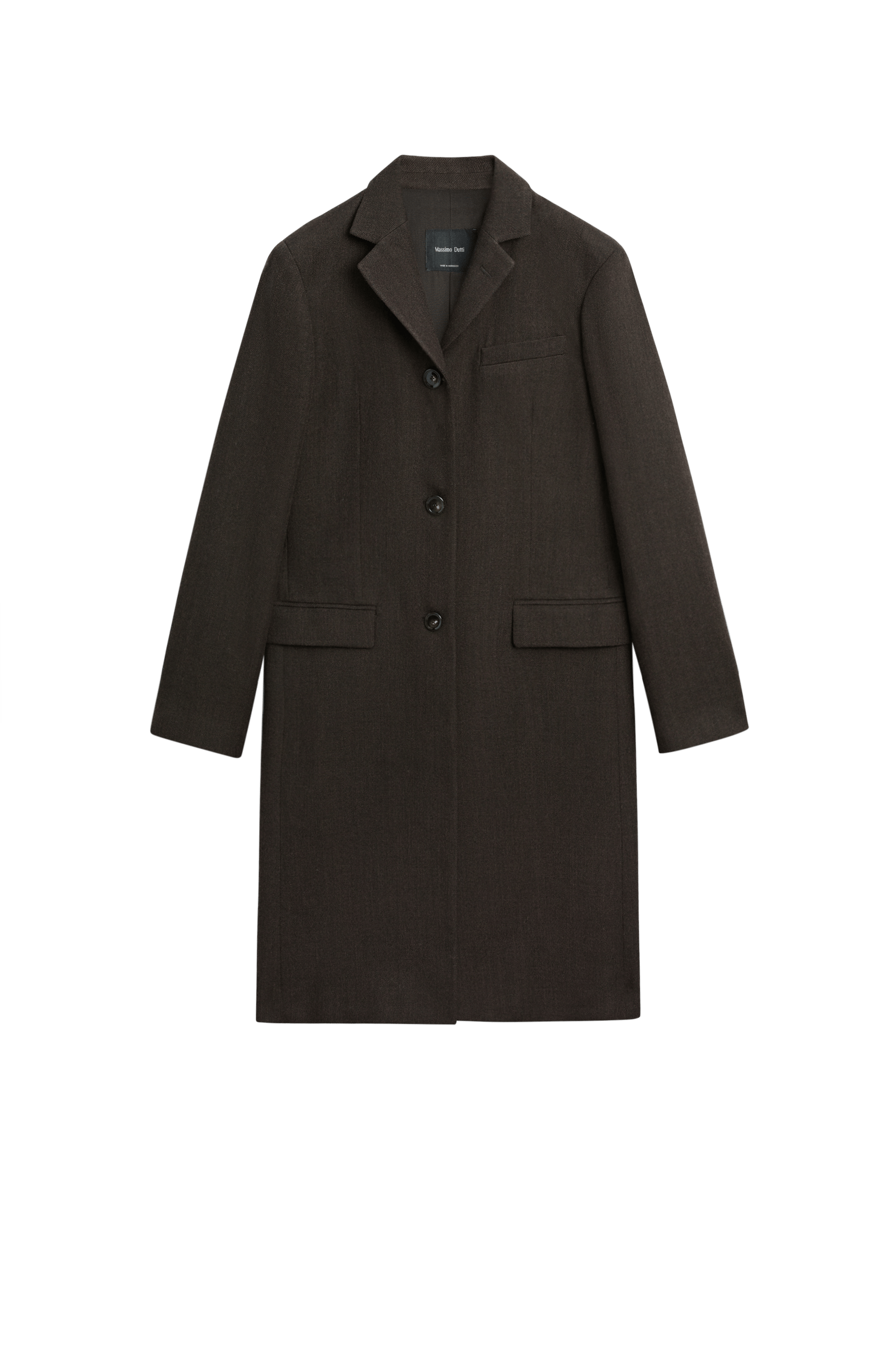 100% Wool Mid-Length Coat - BROWN MARL