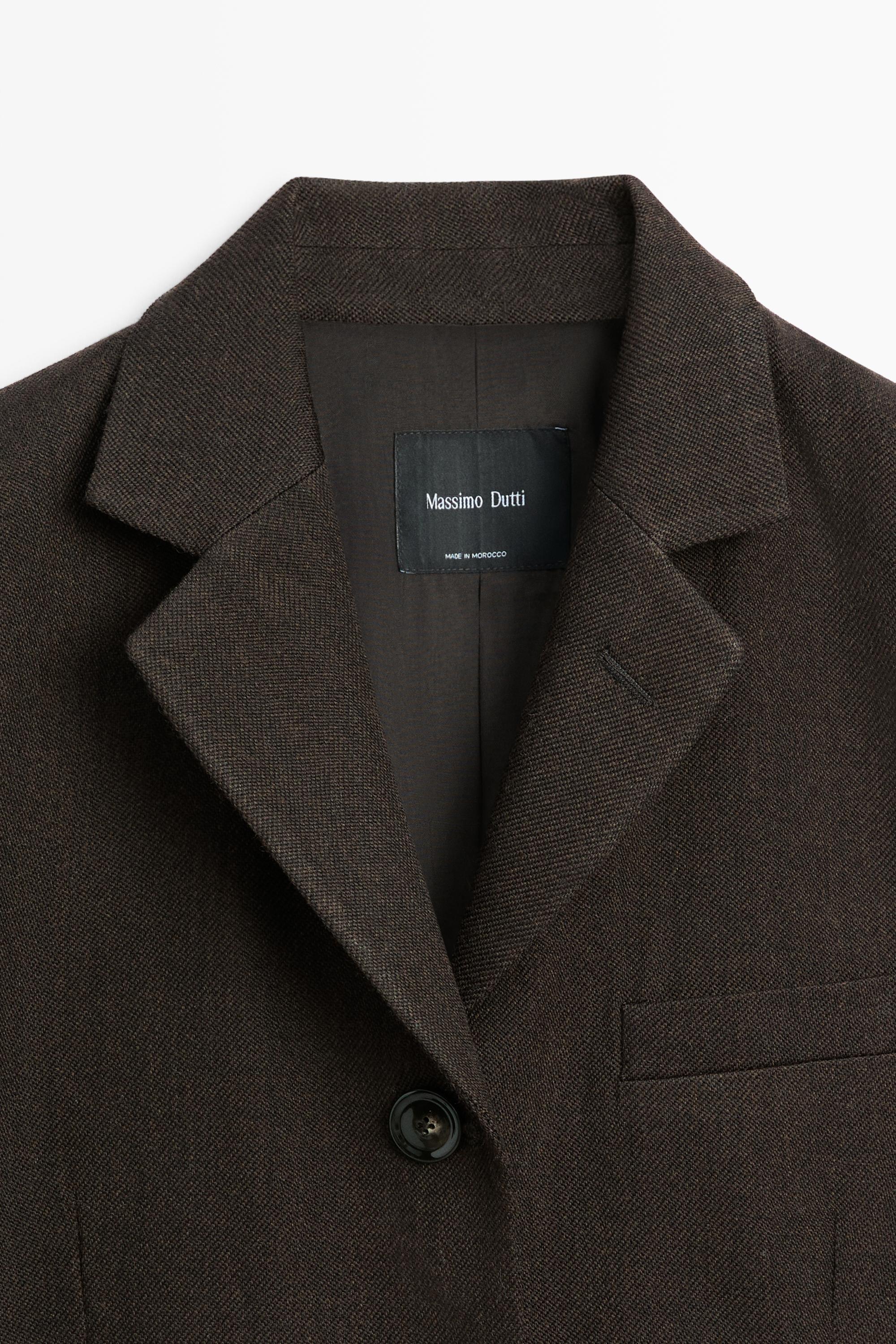 100% Wool Mid-Length Coat - BROWN MARL