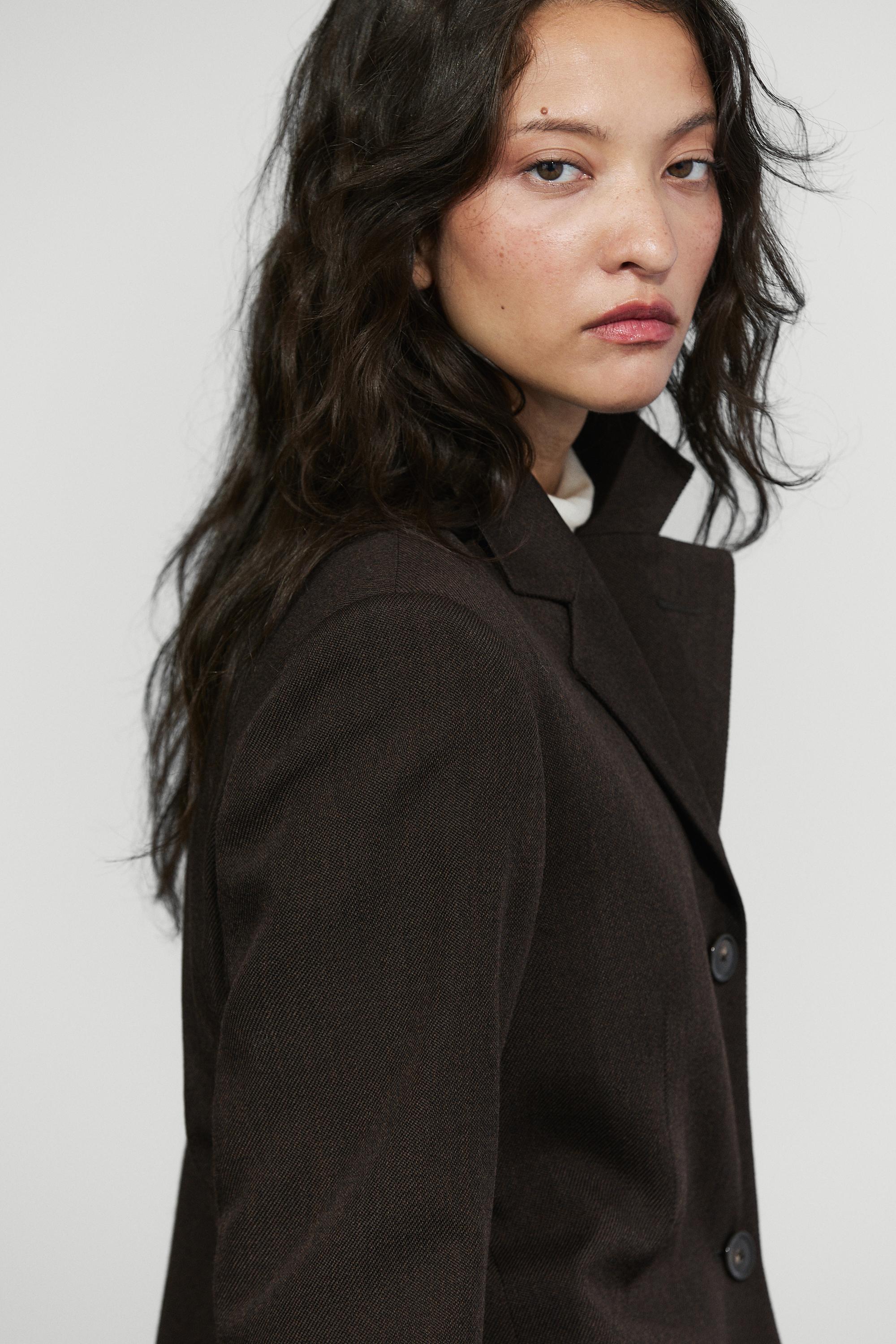 100% Wool Mid-Length Coat - BROWN MARL
