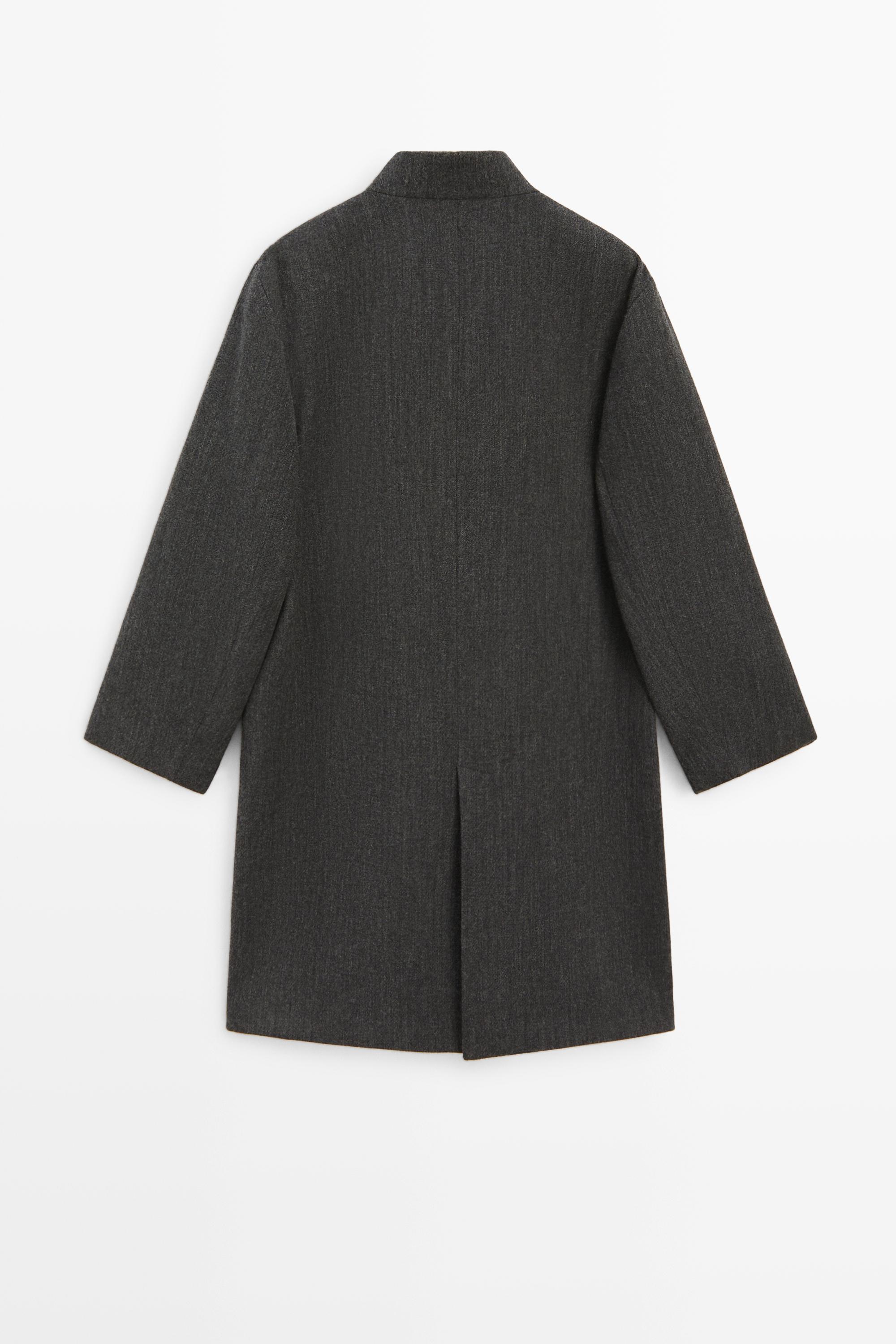 High collar wool coat - DARK GREY