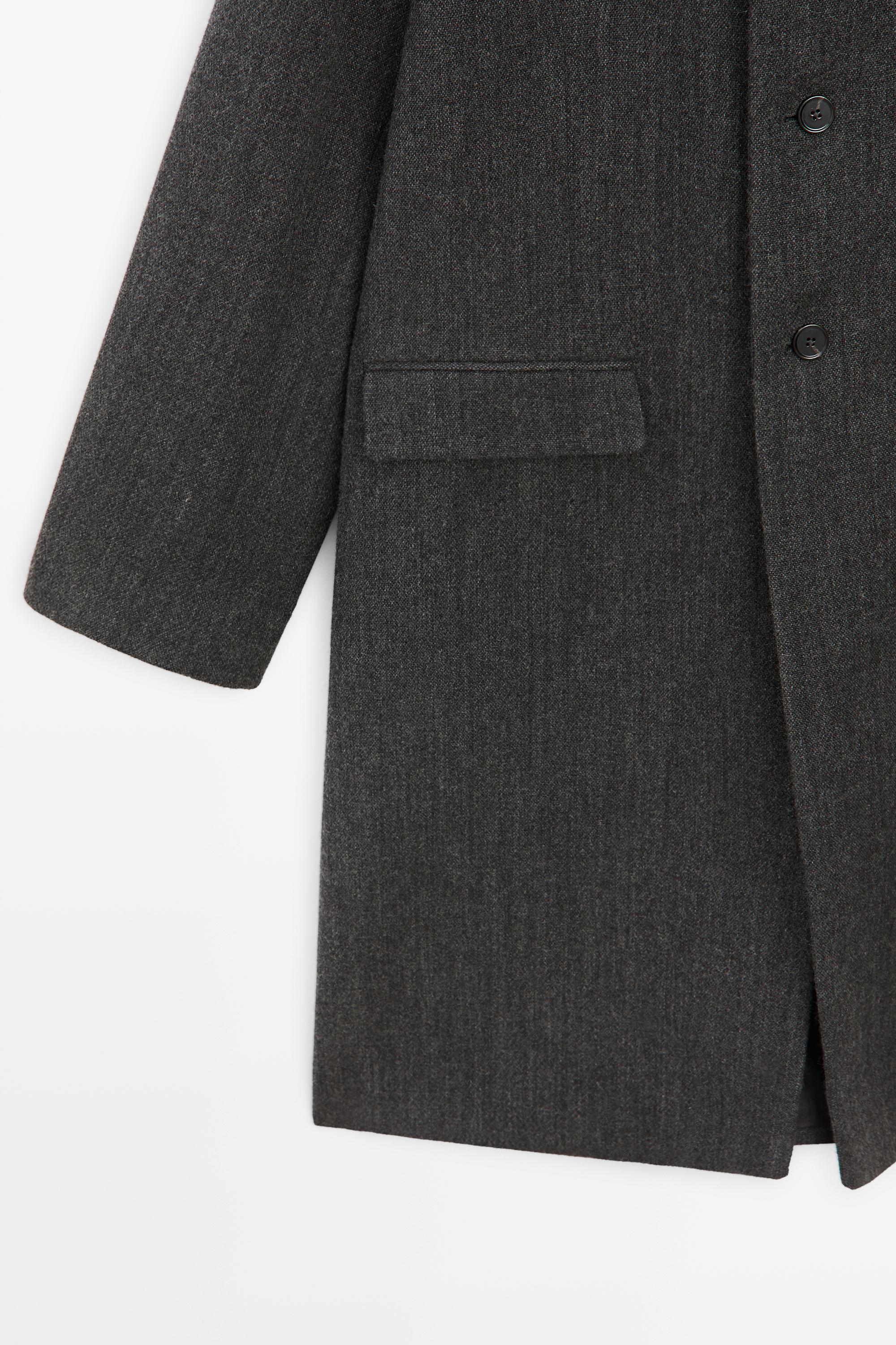 High collar wool coat - DARK GREY