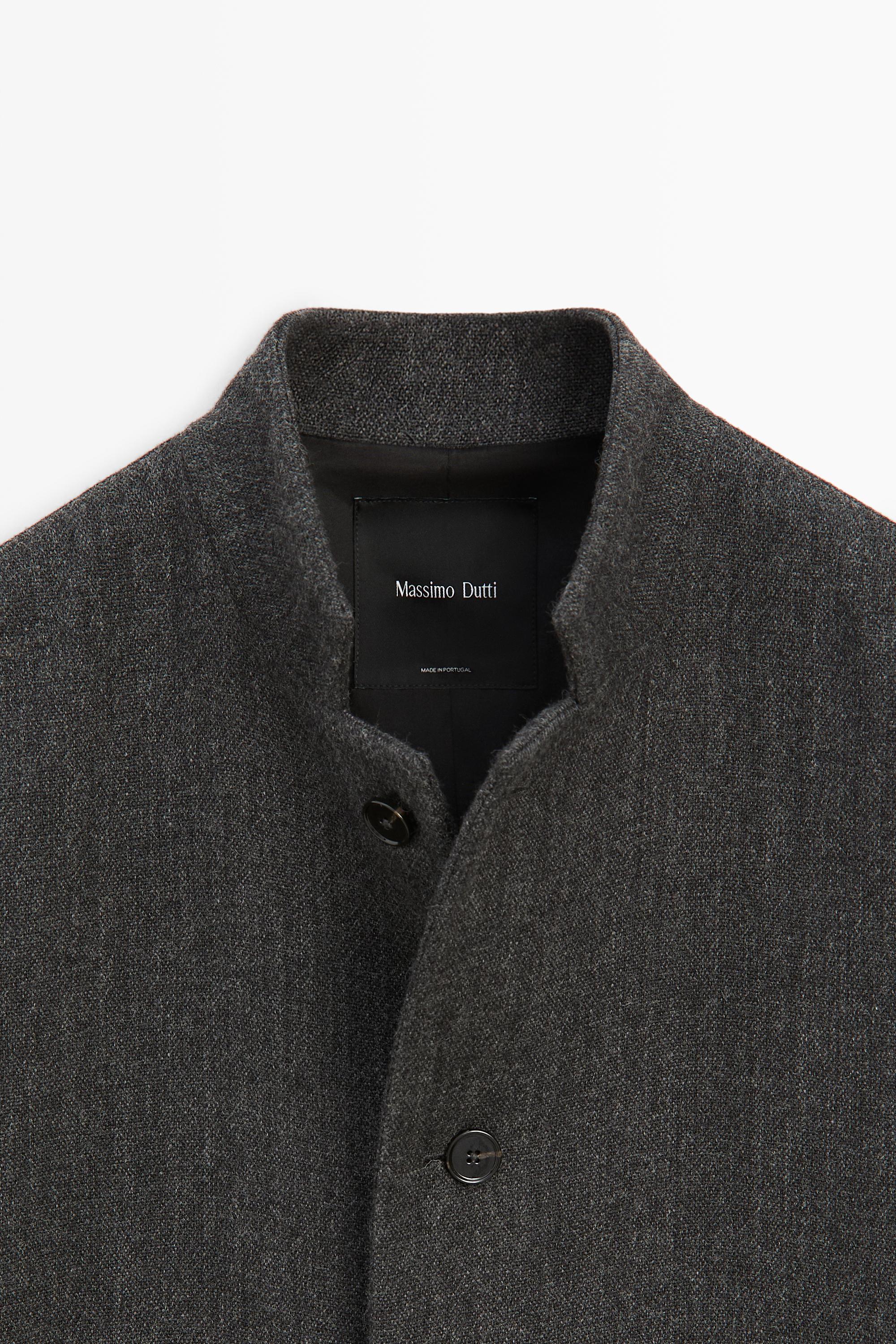 High collar wool coat - DARK GREY