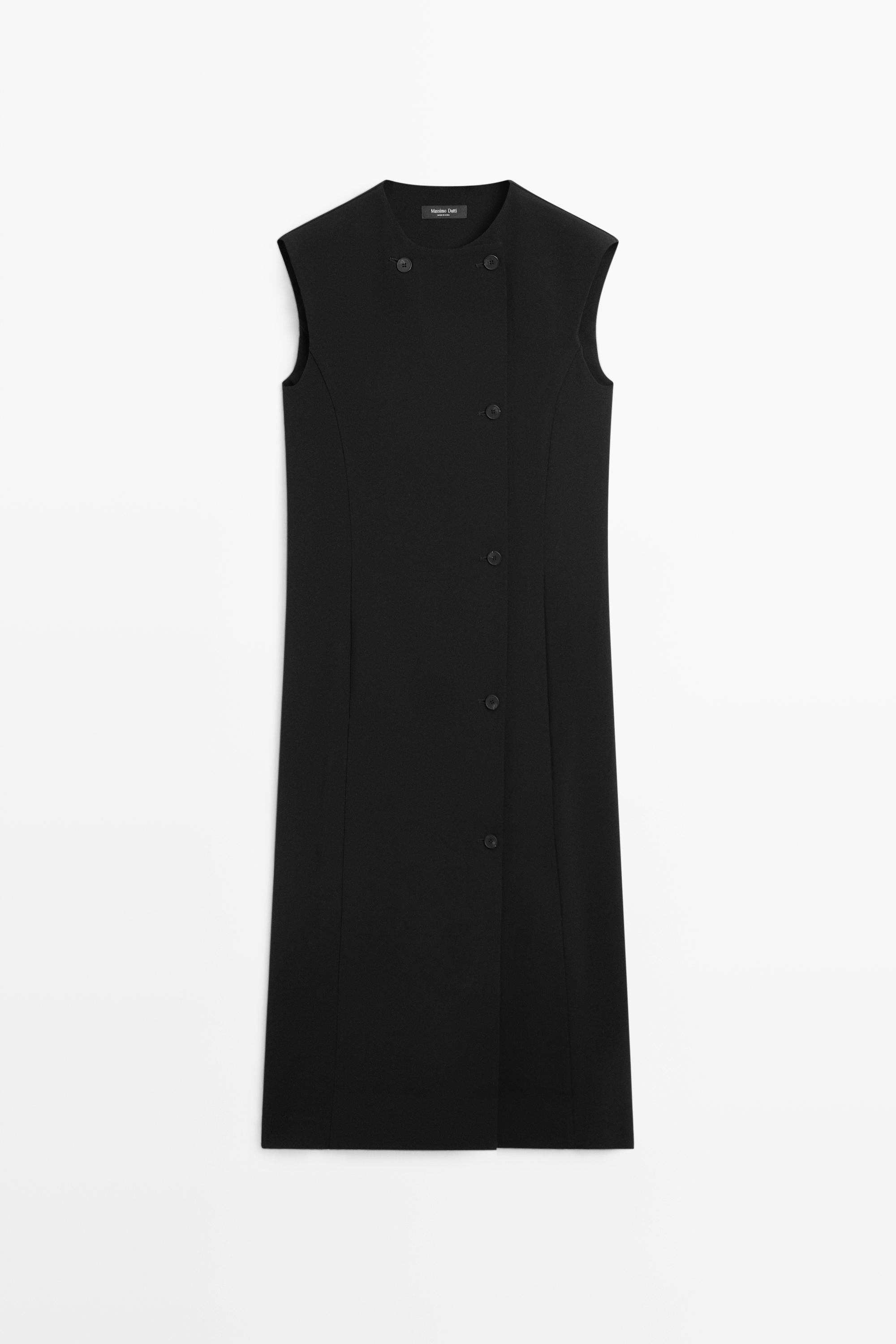 Buttoned midi dress - BLACK