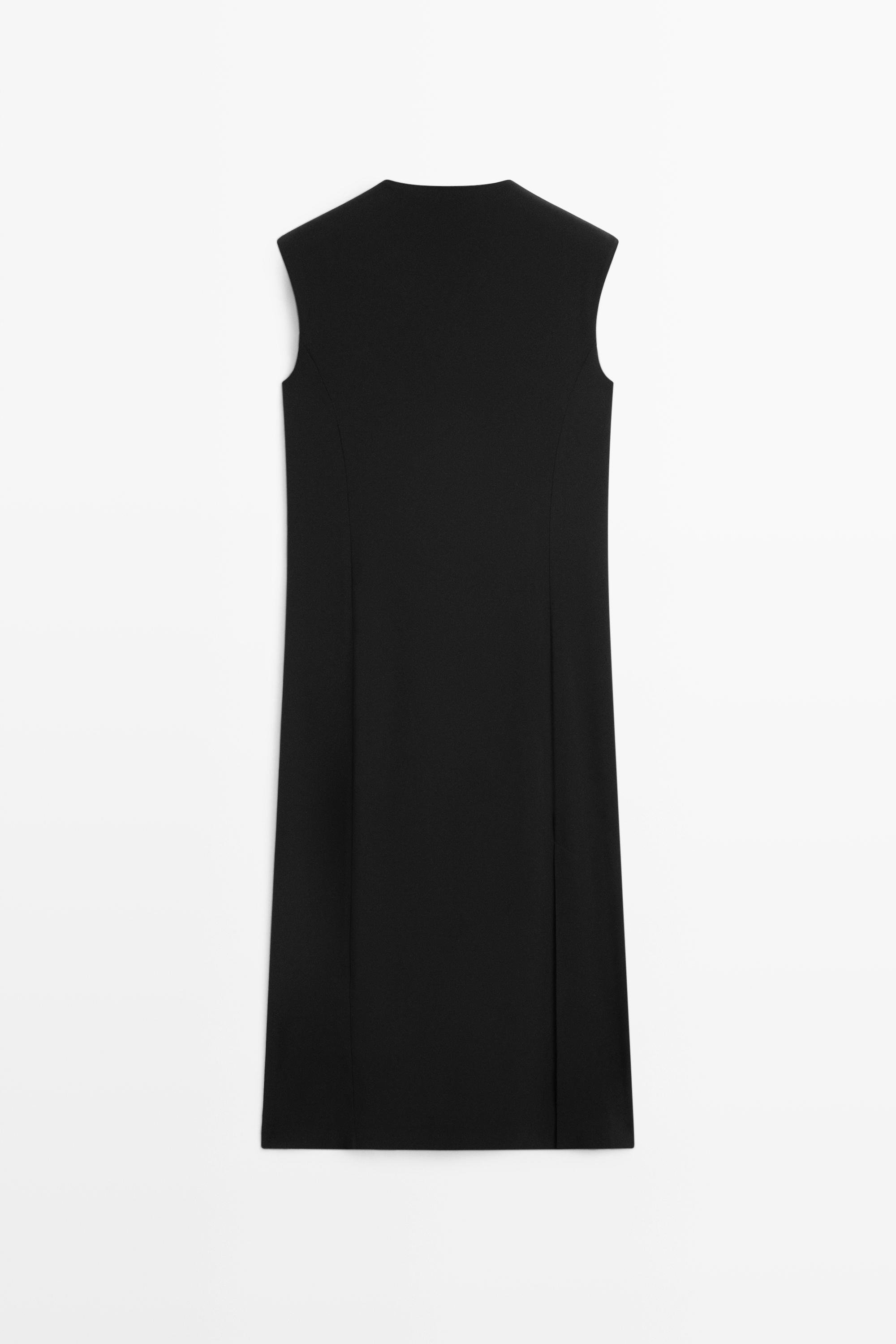 Buttoned midi dress - BLACK