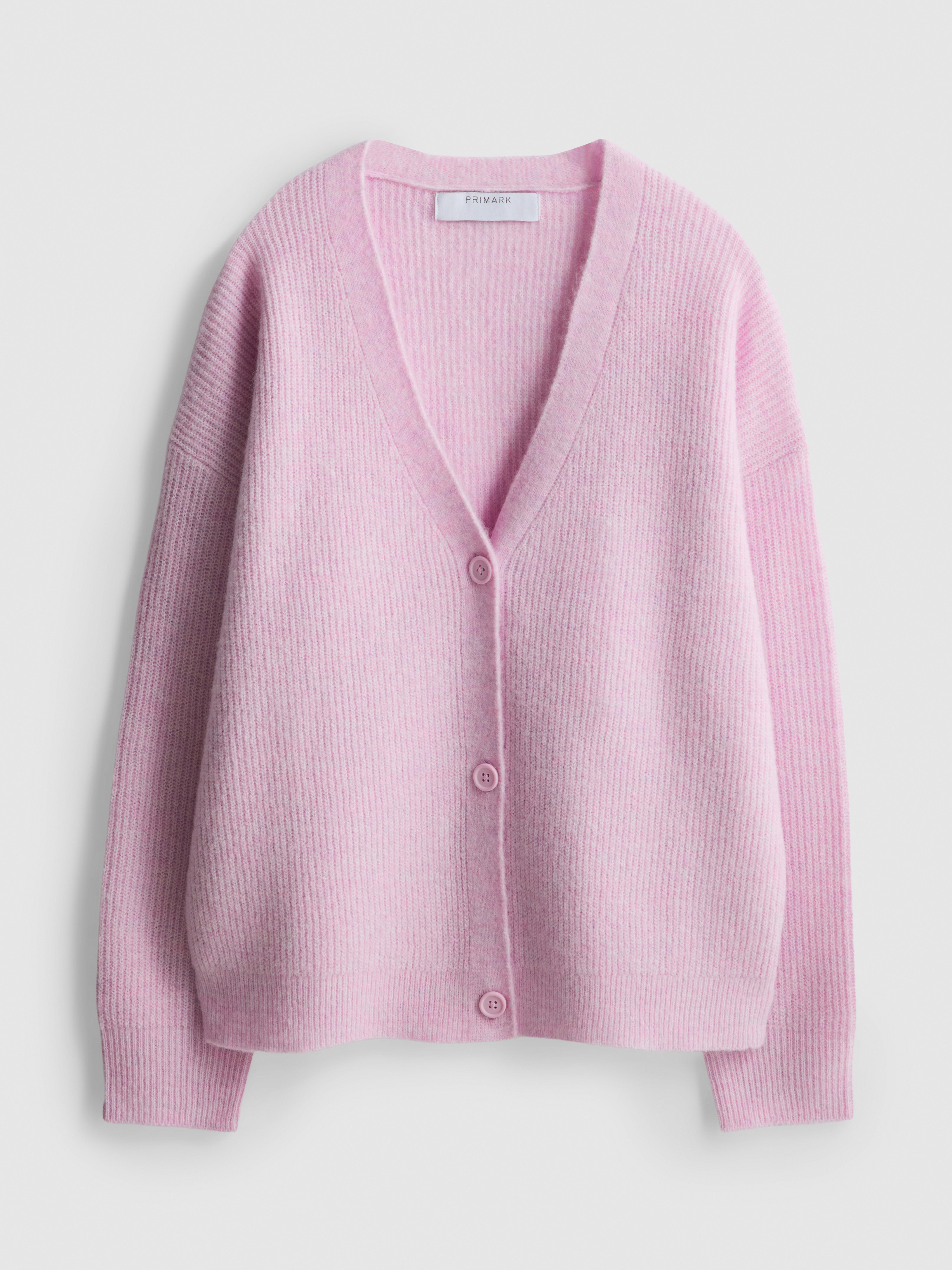 Soft Rib V-Neck Cardigan - Pink