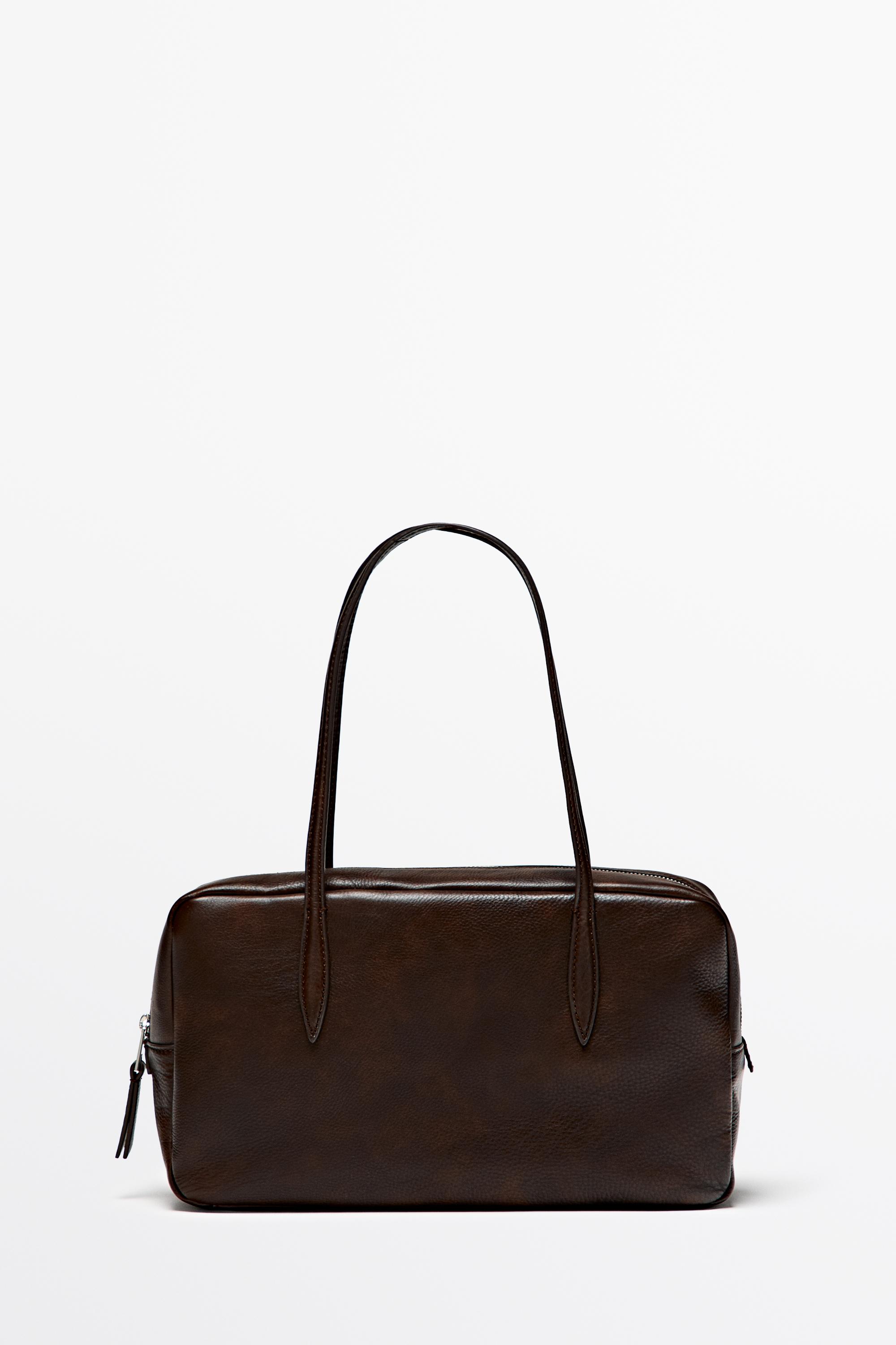 Nappa leather mini duffle bag - BROWN