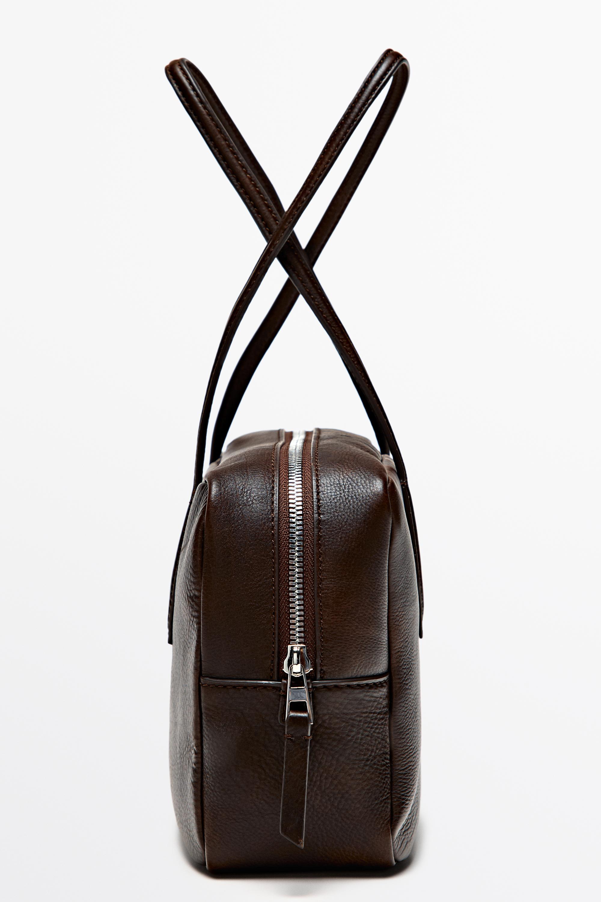 Nappa leather mini duffle bag - BROWN
