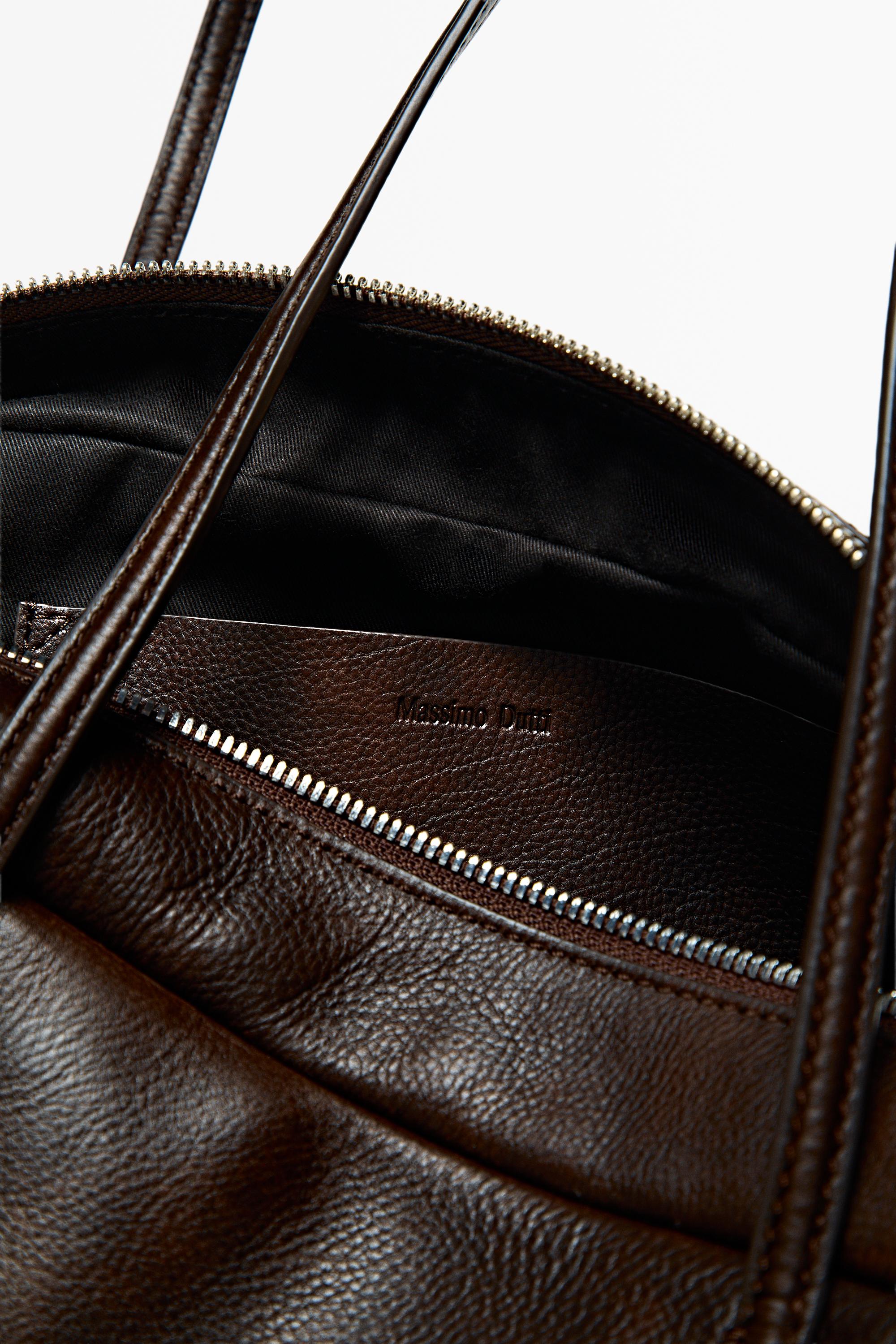 Nappa leather mini duffle bag - BROWN