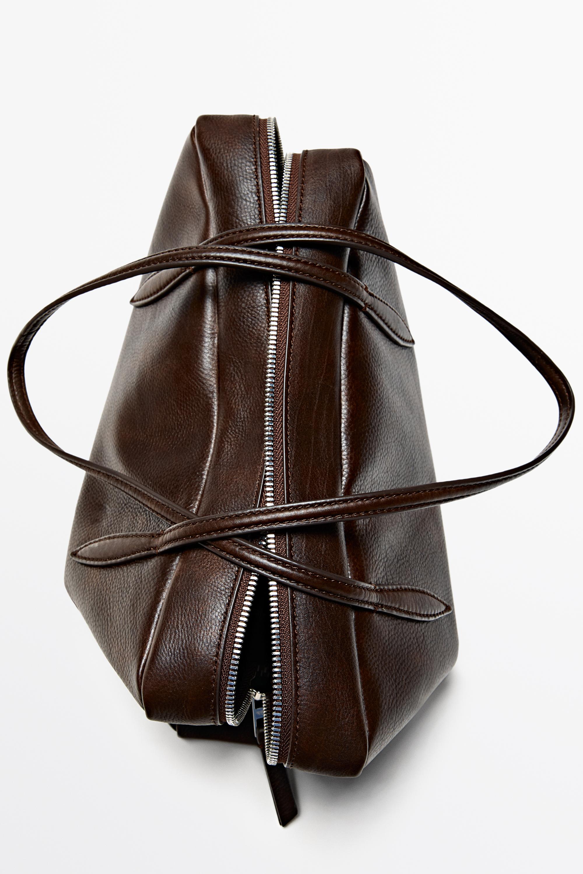 Nappa leather mini duffle bag - BROWN