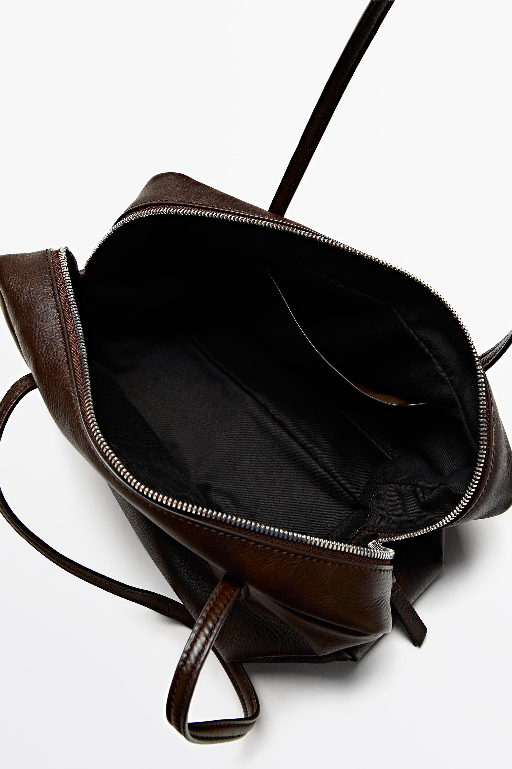Nappa leather mini duffle bag - BROWN