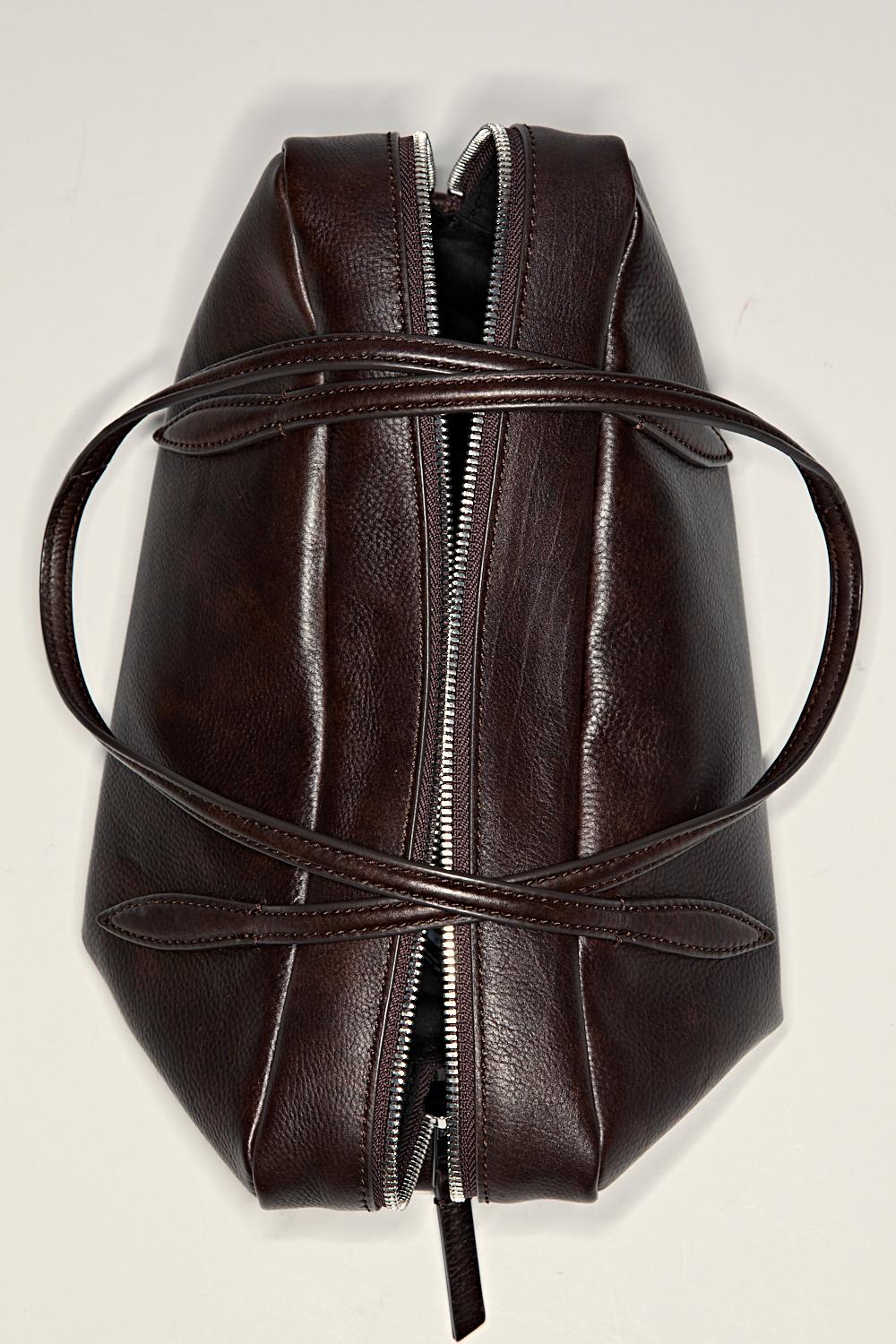 Nappa leather mini duffle bag - BROWN
