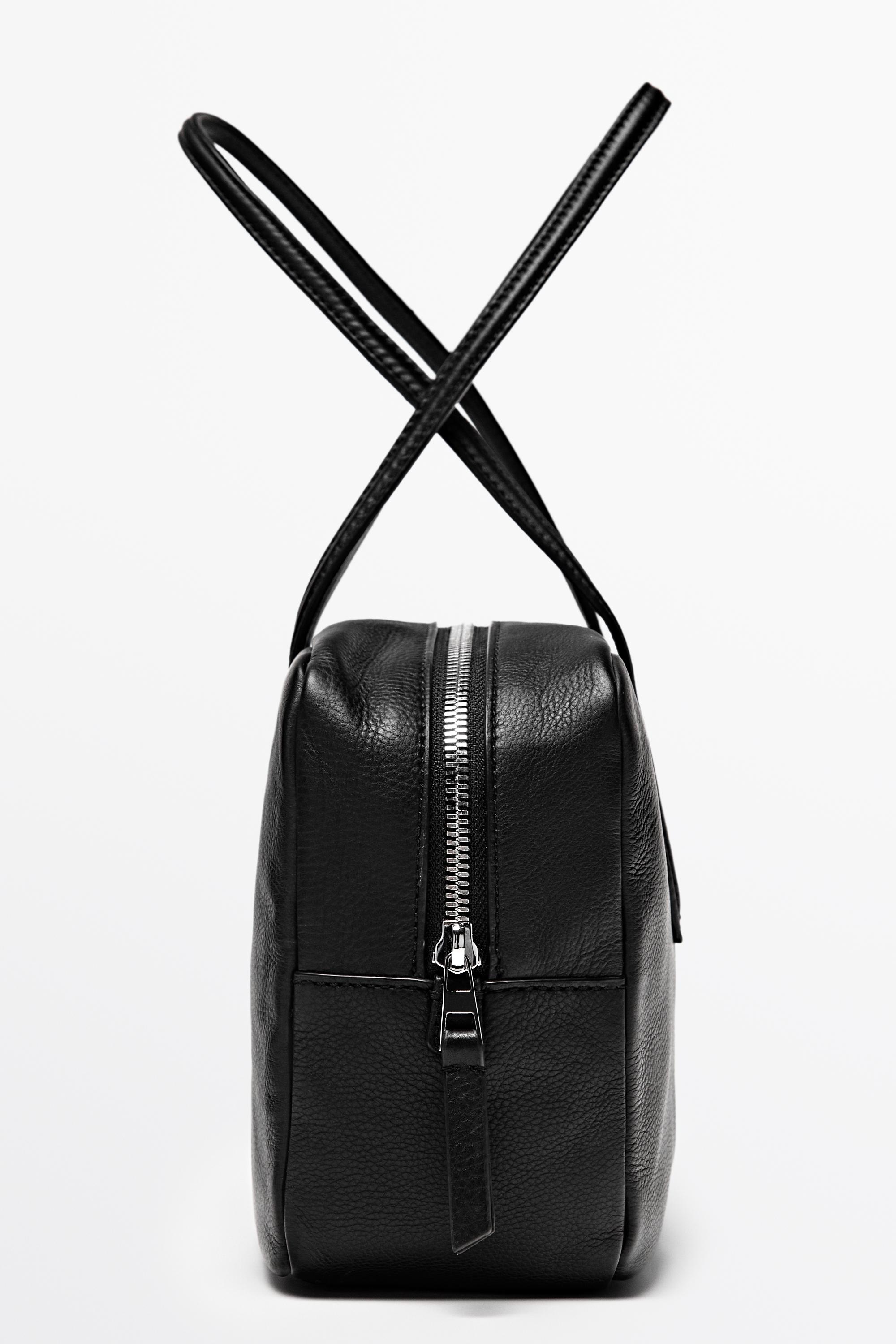 Nappa leather mini duffle bag - BLACK