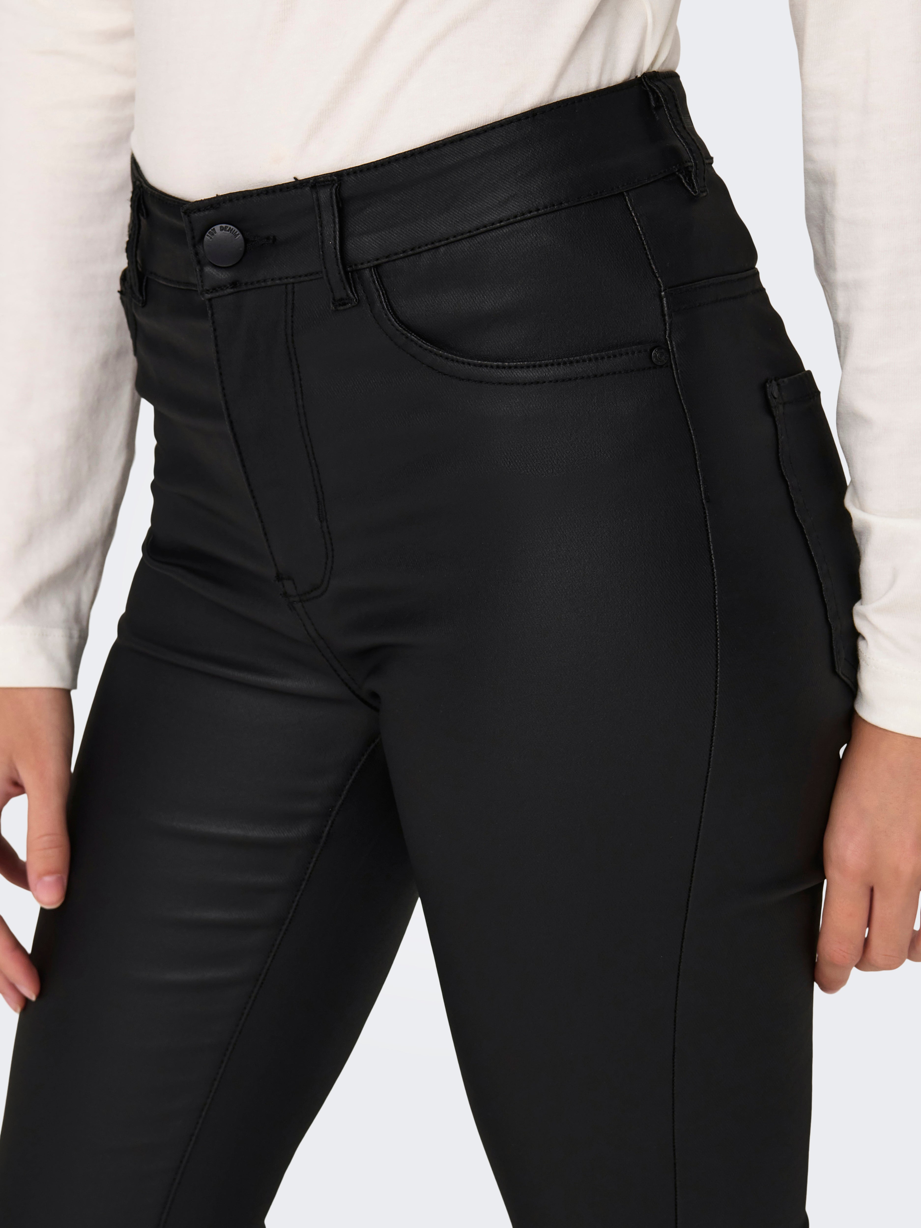 JDYNEWTHUNDER Skinny Fit coated Trousers Black