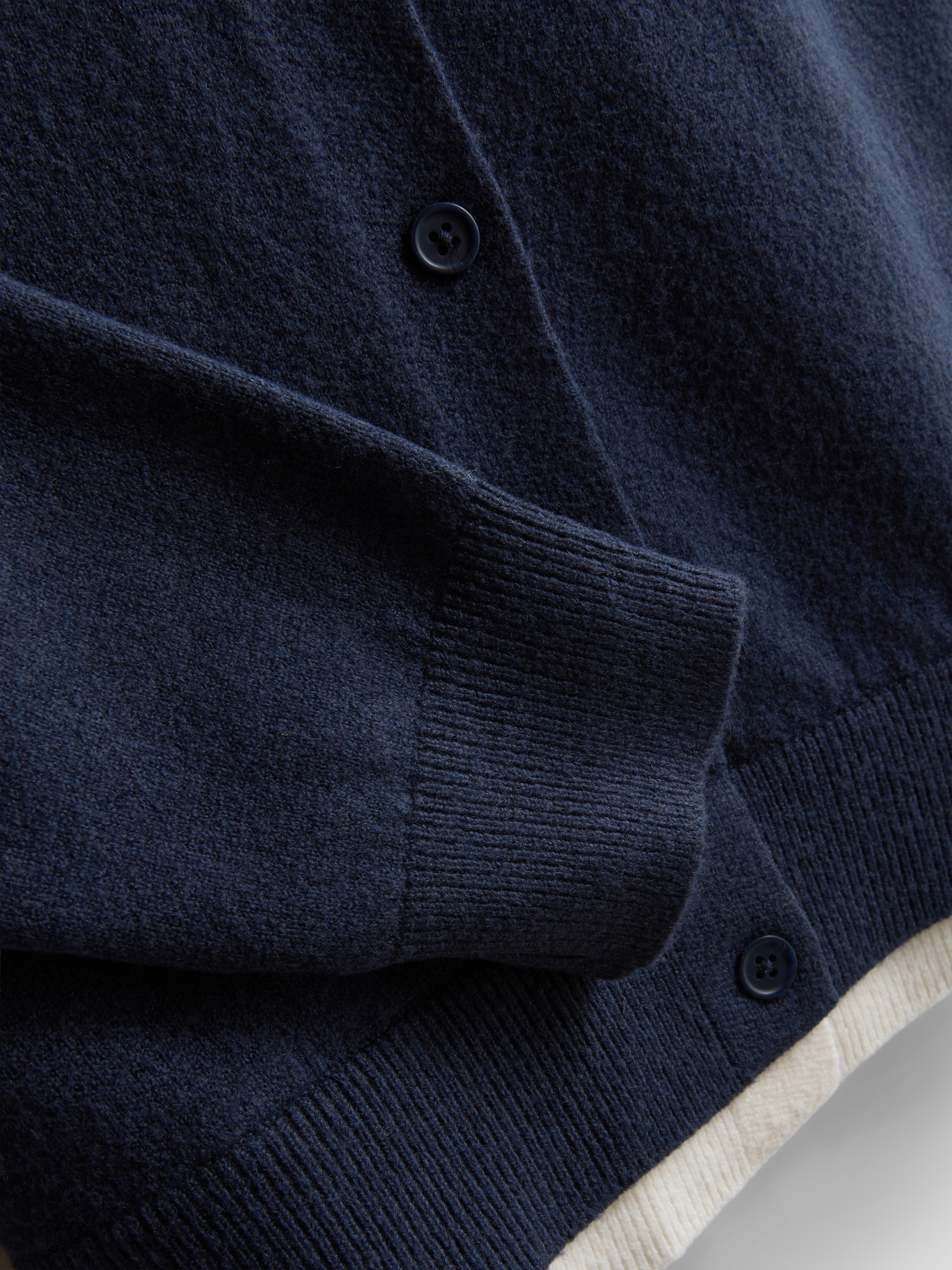 Knitted Double Layered Cardigan - Navy